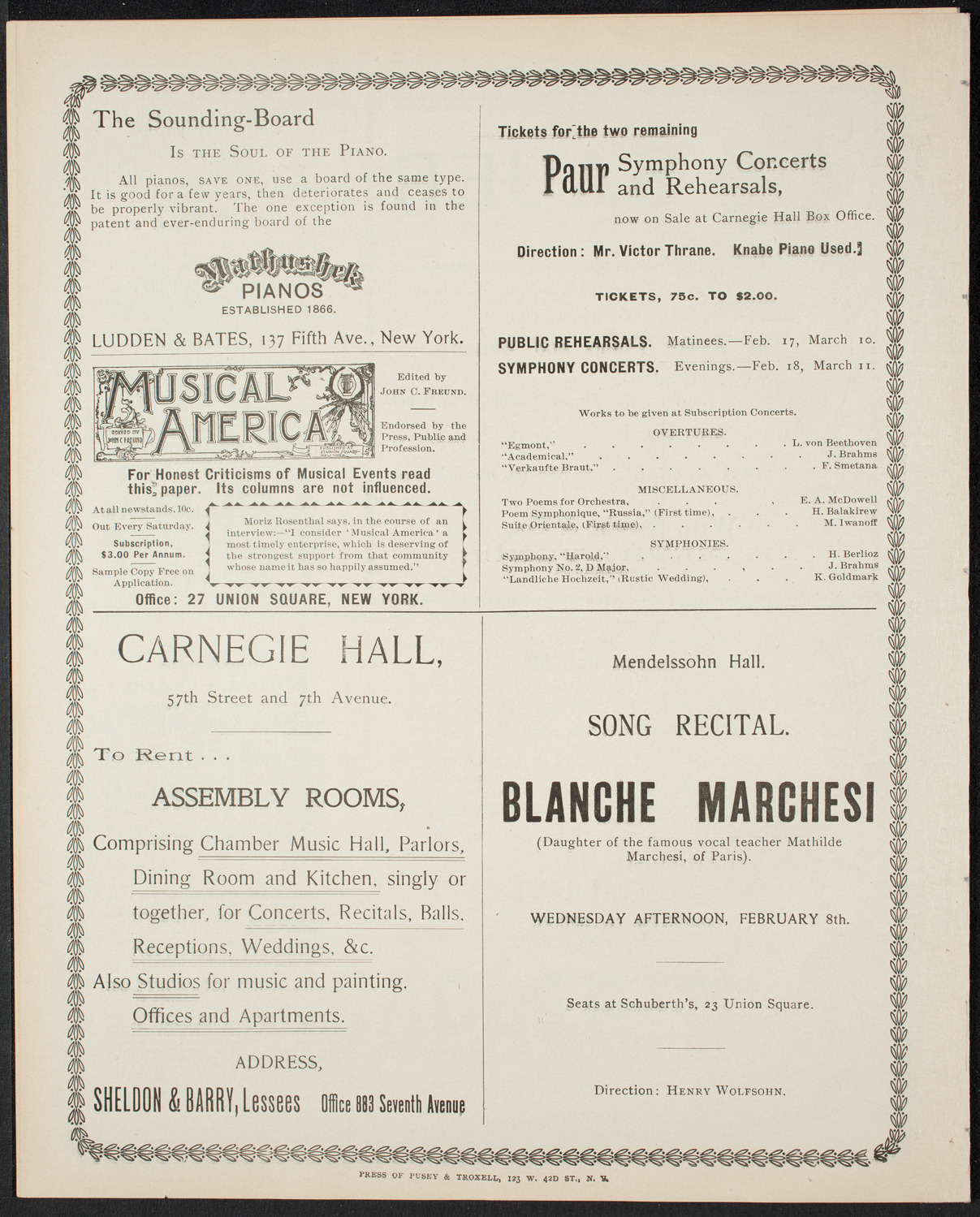 Benefit: Catholic Reading Rooms for Seamen, January 29, 1899, program page 8