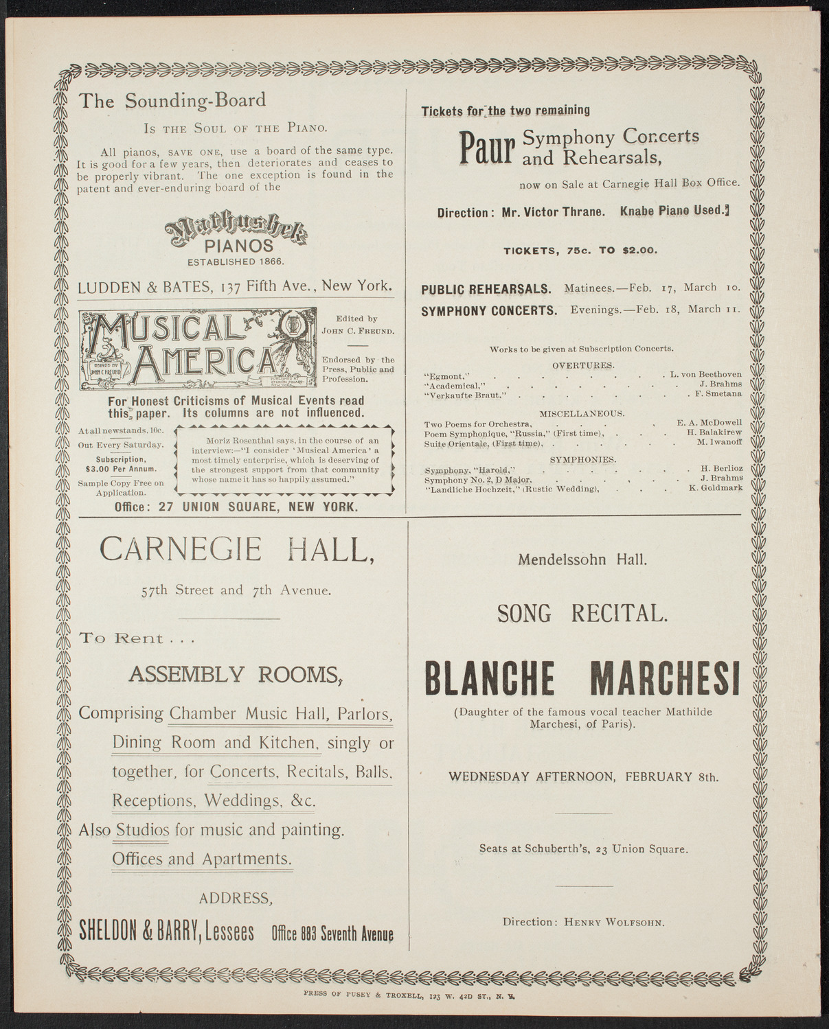 Benefit: Catholic Reading Rooms for Seamen, January 29, 1899, program page 8