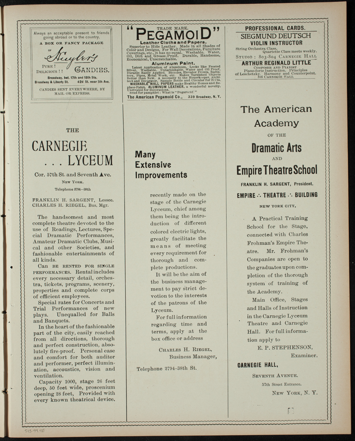 Hamilton Institute Dramatic Club, May 13, 1899, program page 7