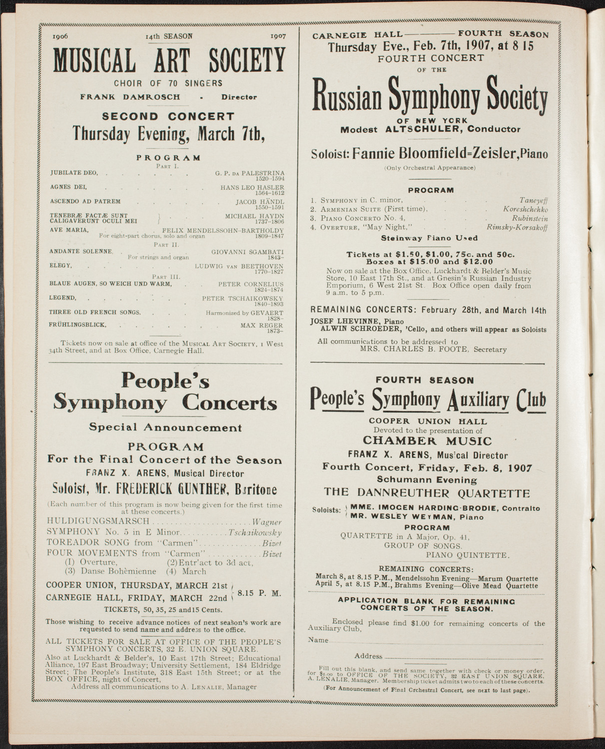 People's Symphony Concert, February 1, 1907, program page 10
