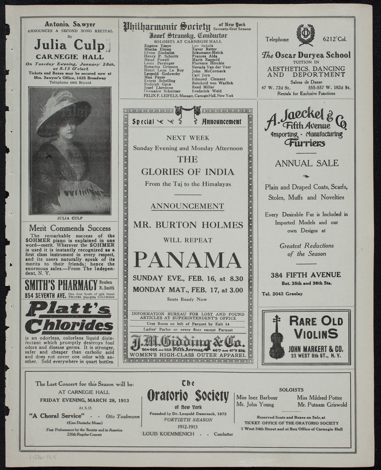 Burton Holmes Travelogue: In India, January 27, 1913, program page 9