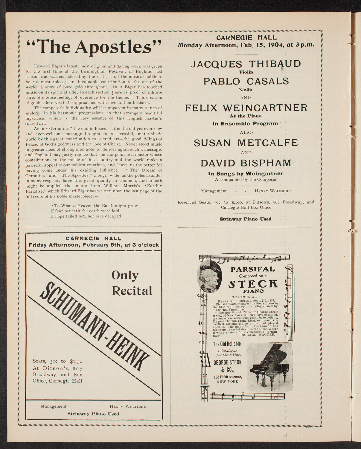 New York Symphony Orchestra, January 10, 1904, program page 8