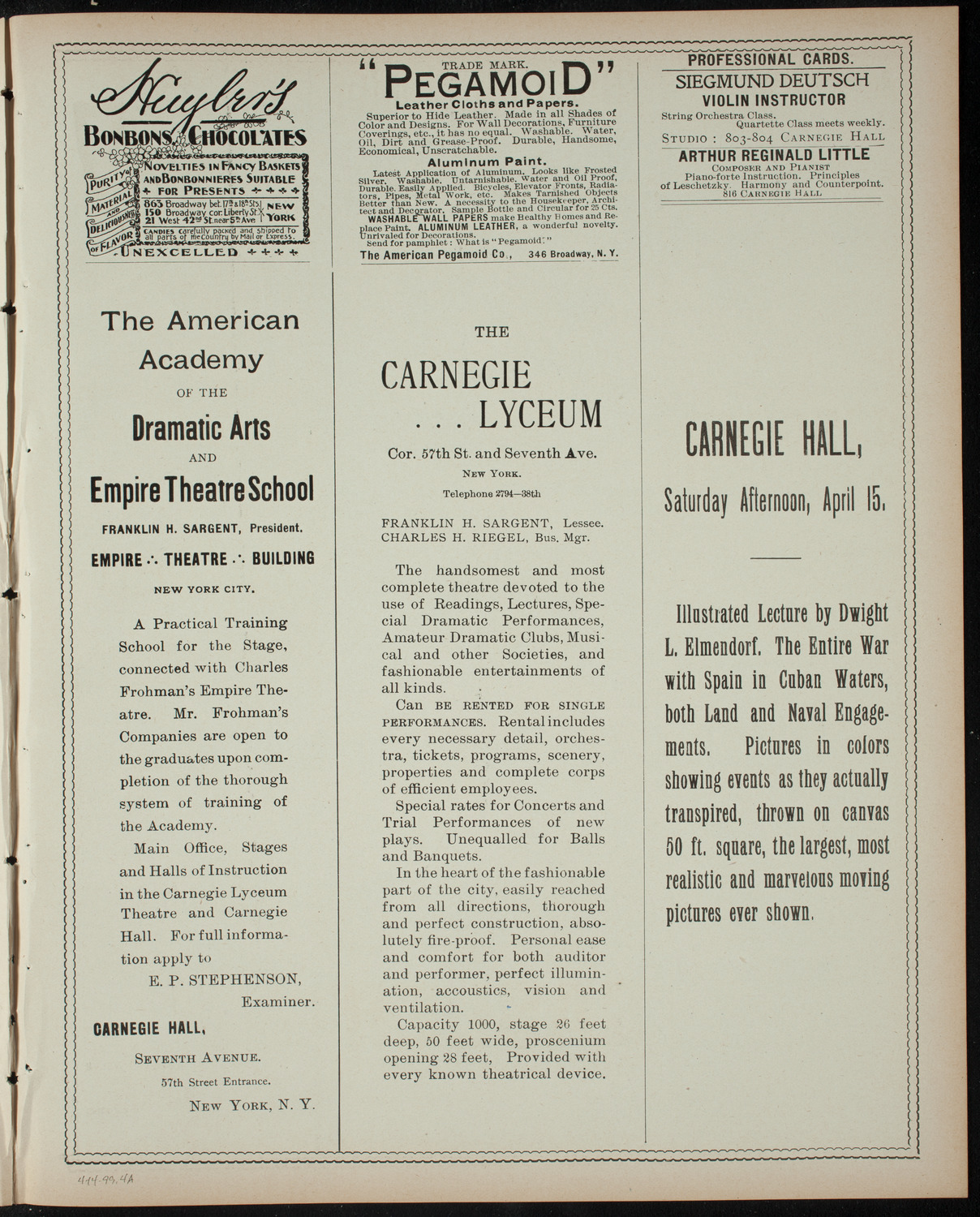 Alice in Wonderland, April 14, 1899, program page 7