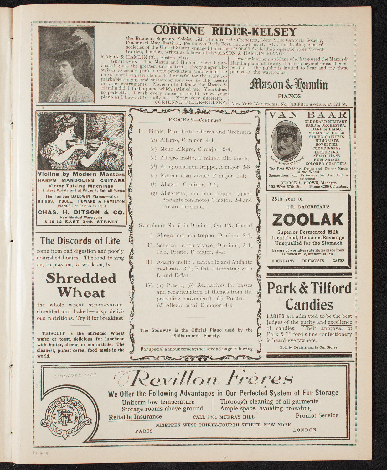New York Philharmonic, April 1, 1910, program page 7