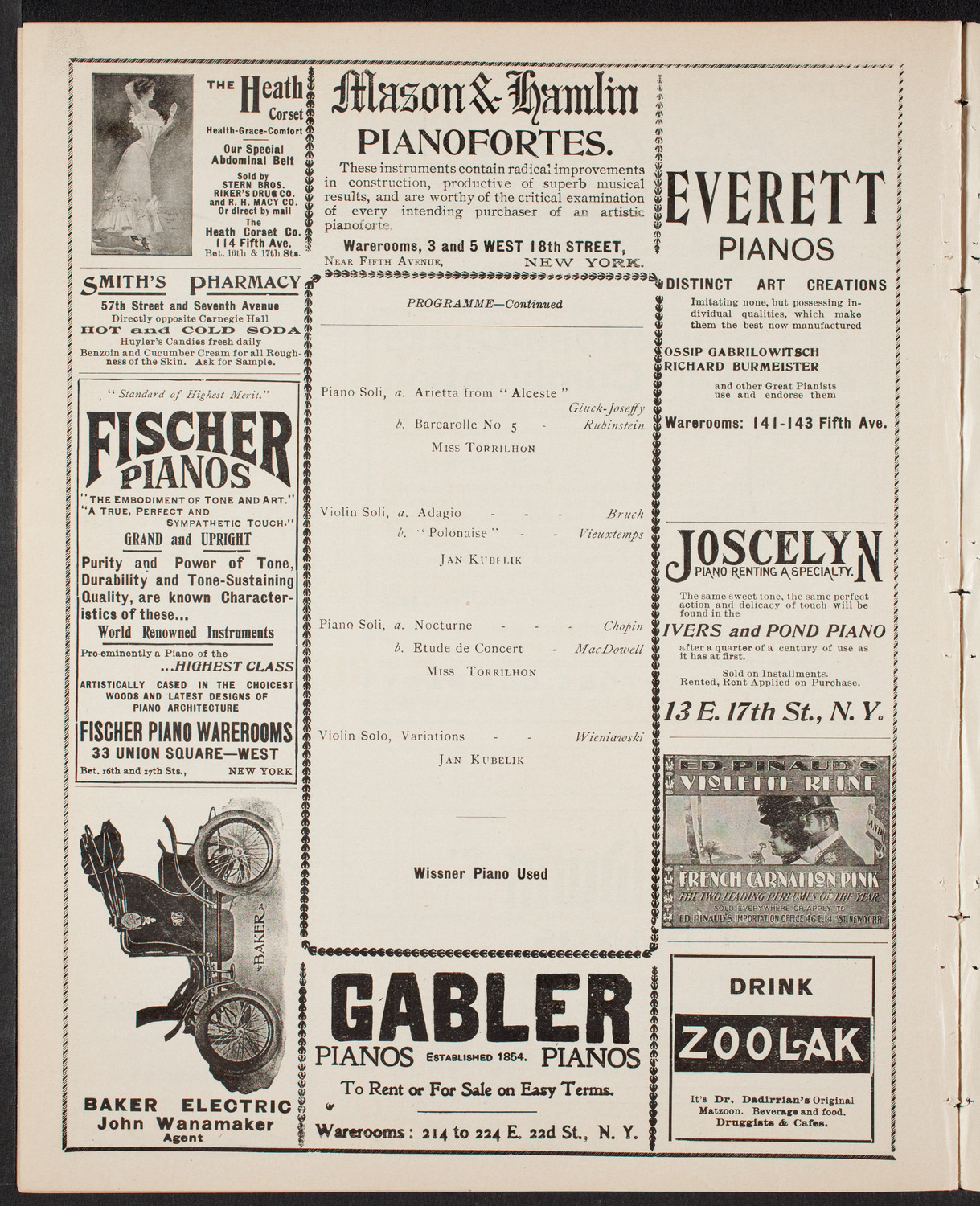 Jan Kubelik, Violin, with Maria Victoria Torrilhon, Piano, March 21, 1902, program page 8