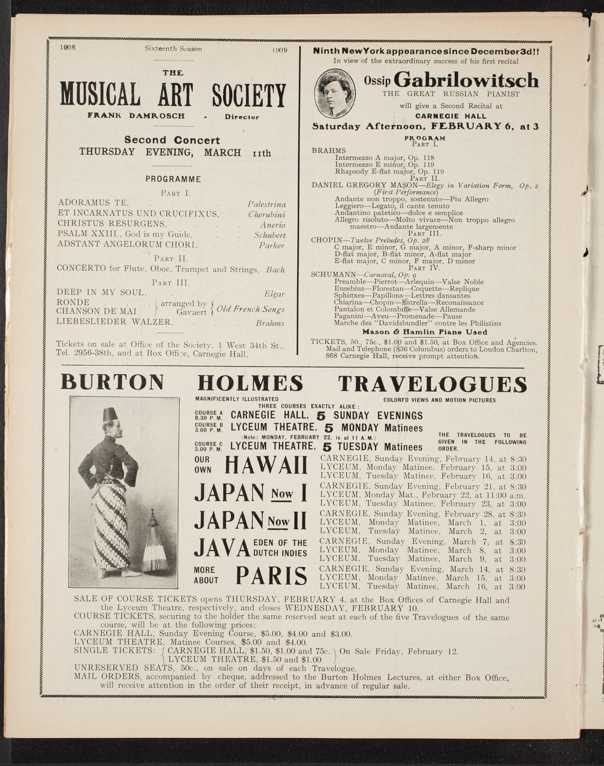 New York Symphony Orchestra: Mendelssohn Centennial Festival, February 2, 1909, program page 10