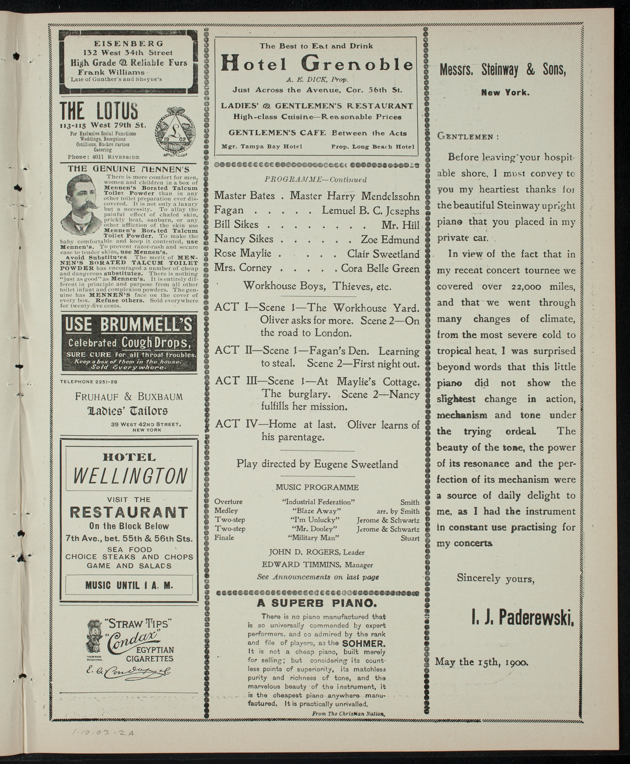 The Children's Theatre, January 10, 1903, program page 3