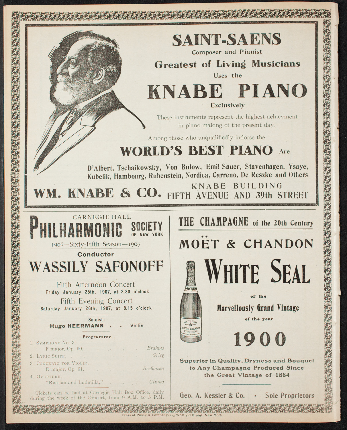 New York Symphony Orchestra, January 19, 1907, program page 14