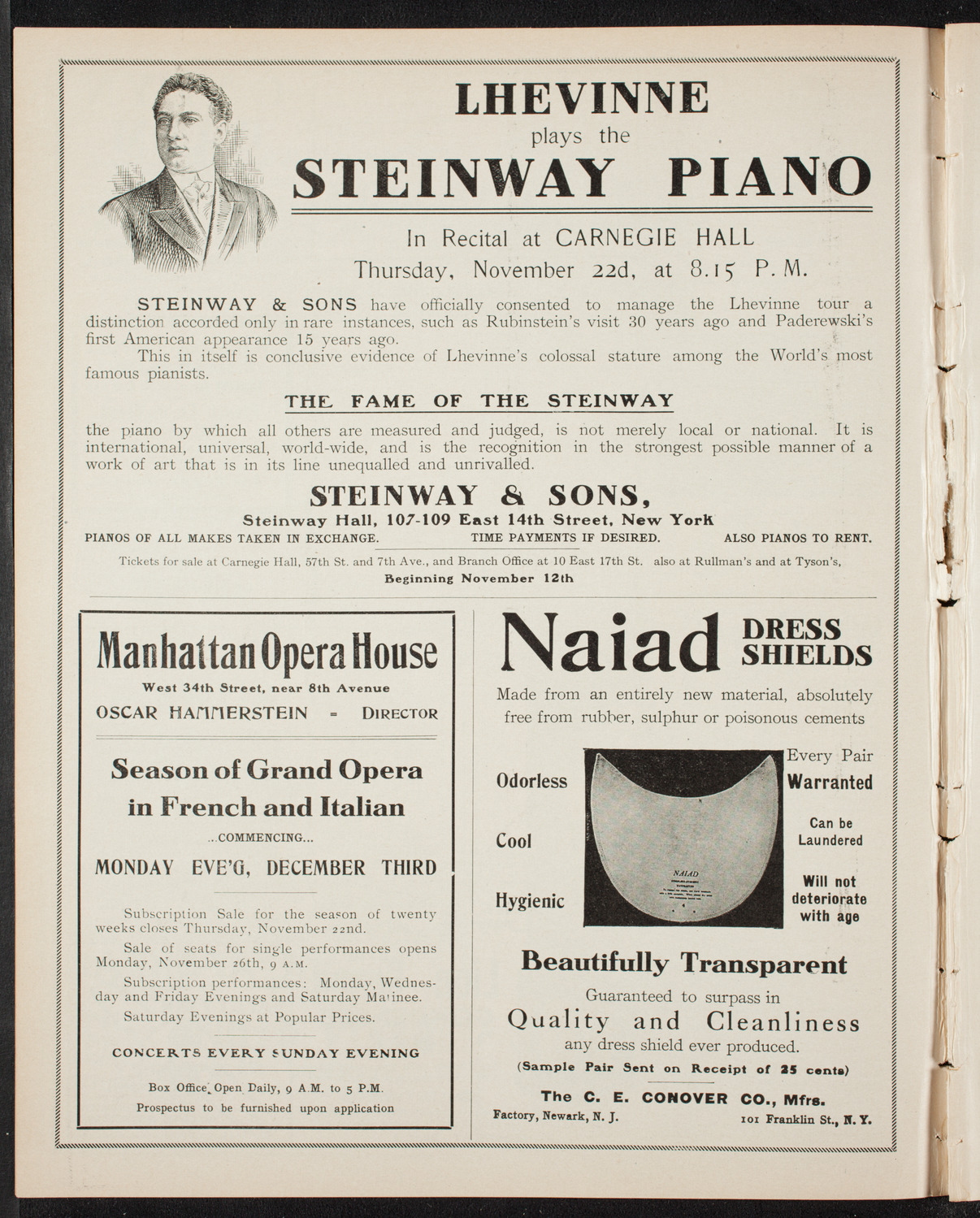 Marcella Sembrich, Soprano, November 20, 1906, program page 4