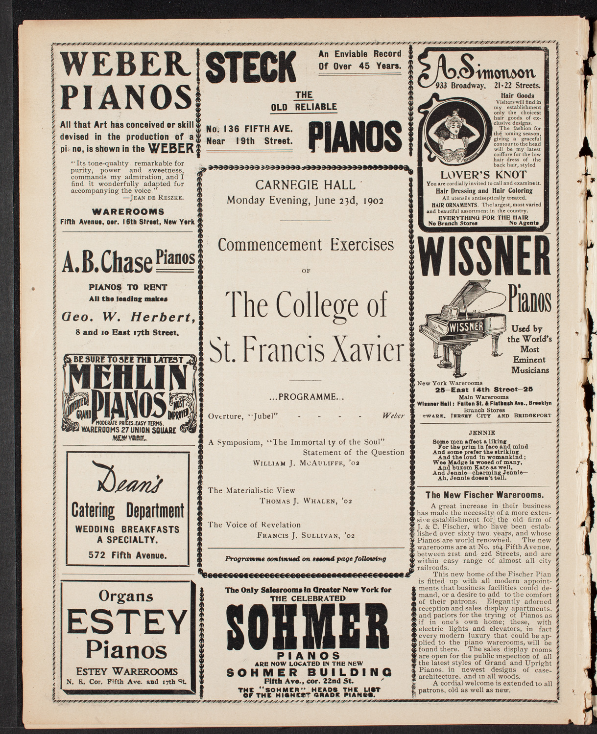 Graduation: College of St. Francis Xavier, June 23, 1902, program page 6