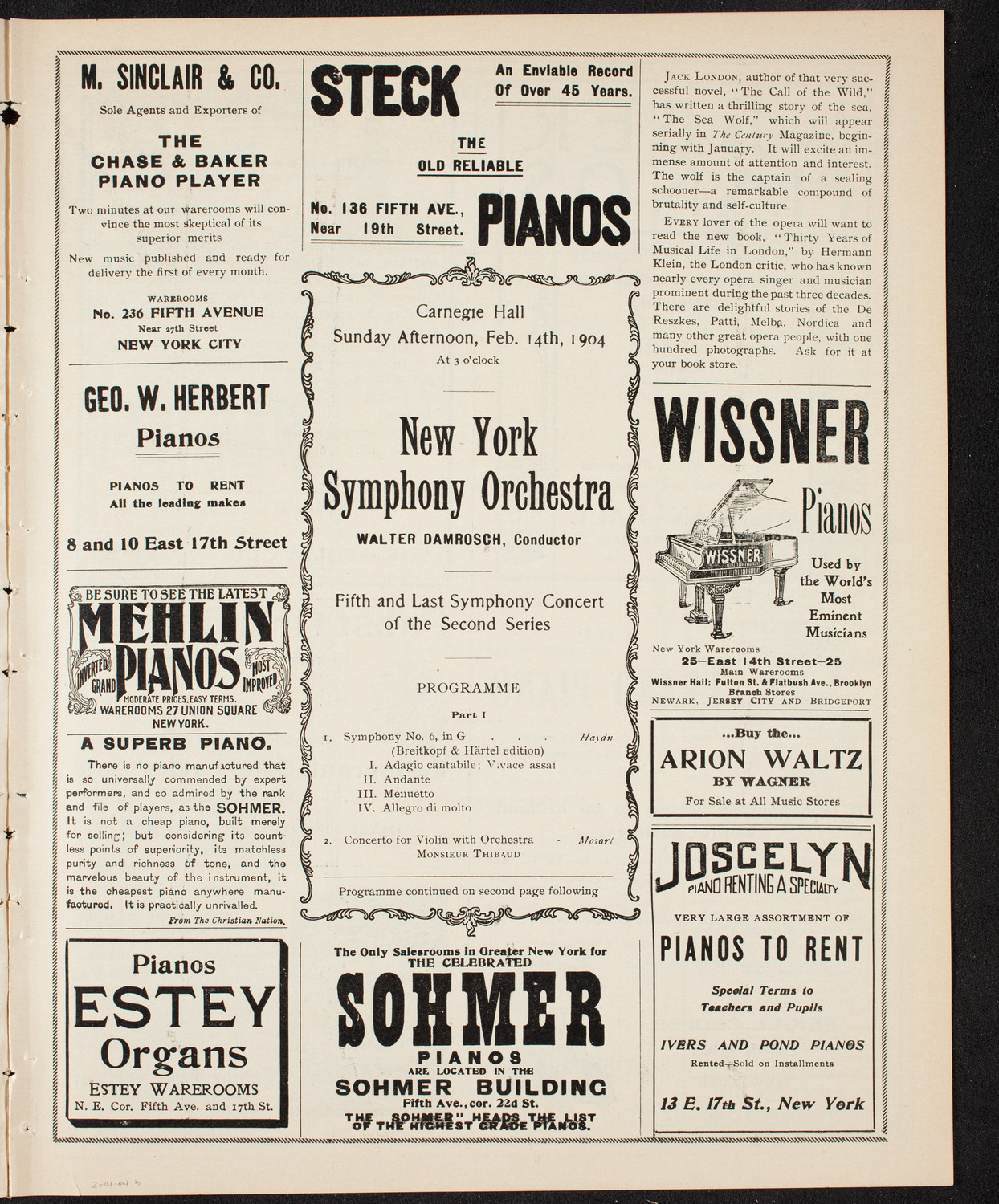New York Symphony Orchestra, February 14, 1904, program page 5