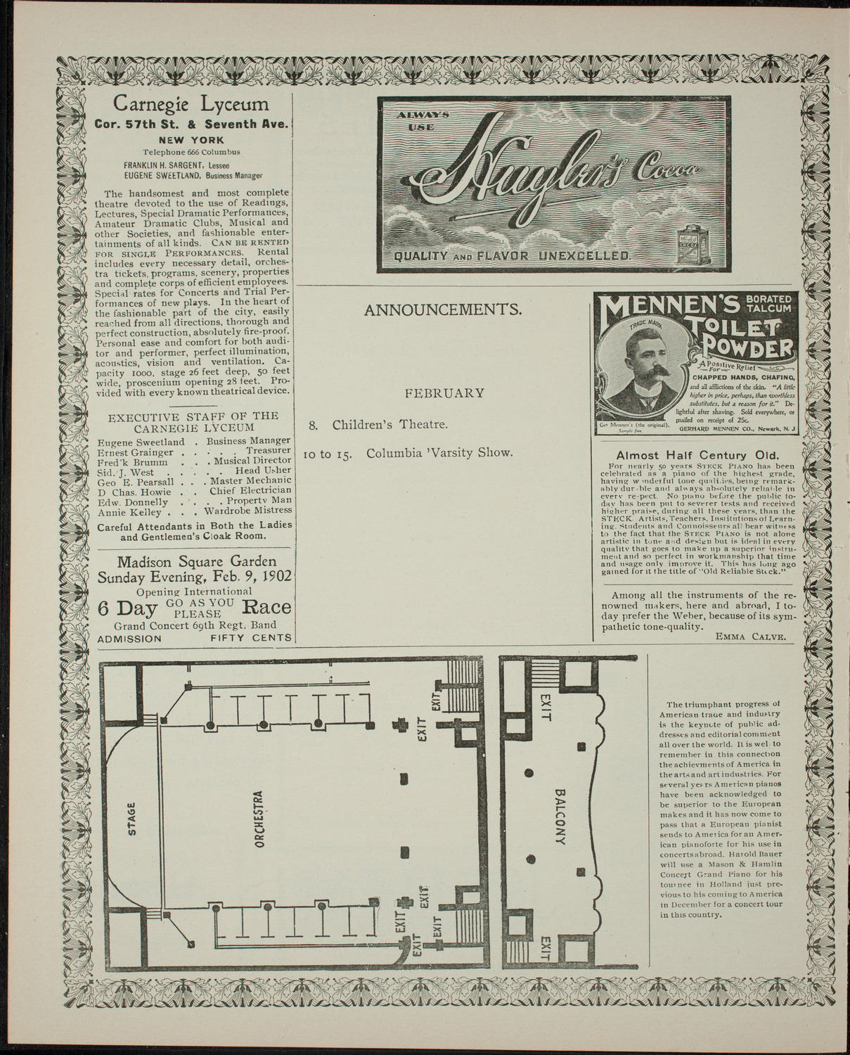 Eleventh Annual Performance of the Cutler Comedy Club, February 7, 1902, program page 4