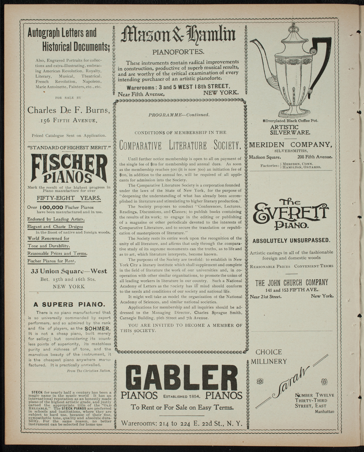 Comparative Literature Society Saturday Morning Conference, February 18, 1899, program page 6