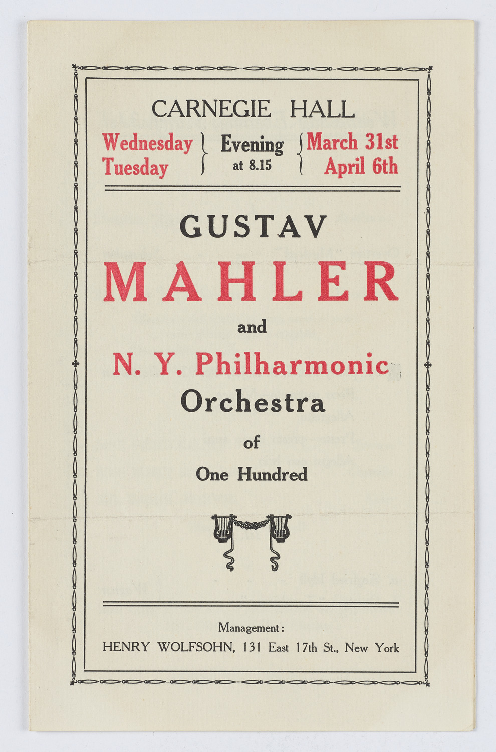 Gustav Mahler and New York Philharmonic, 1909