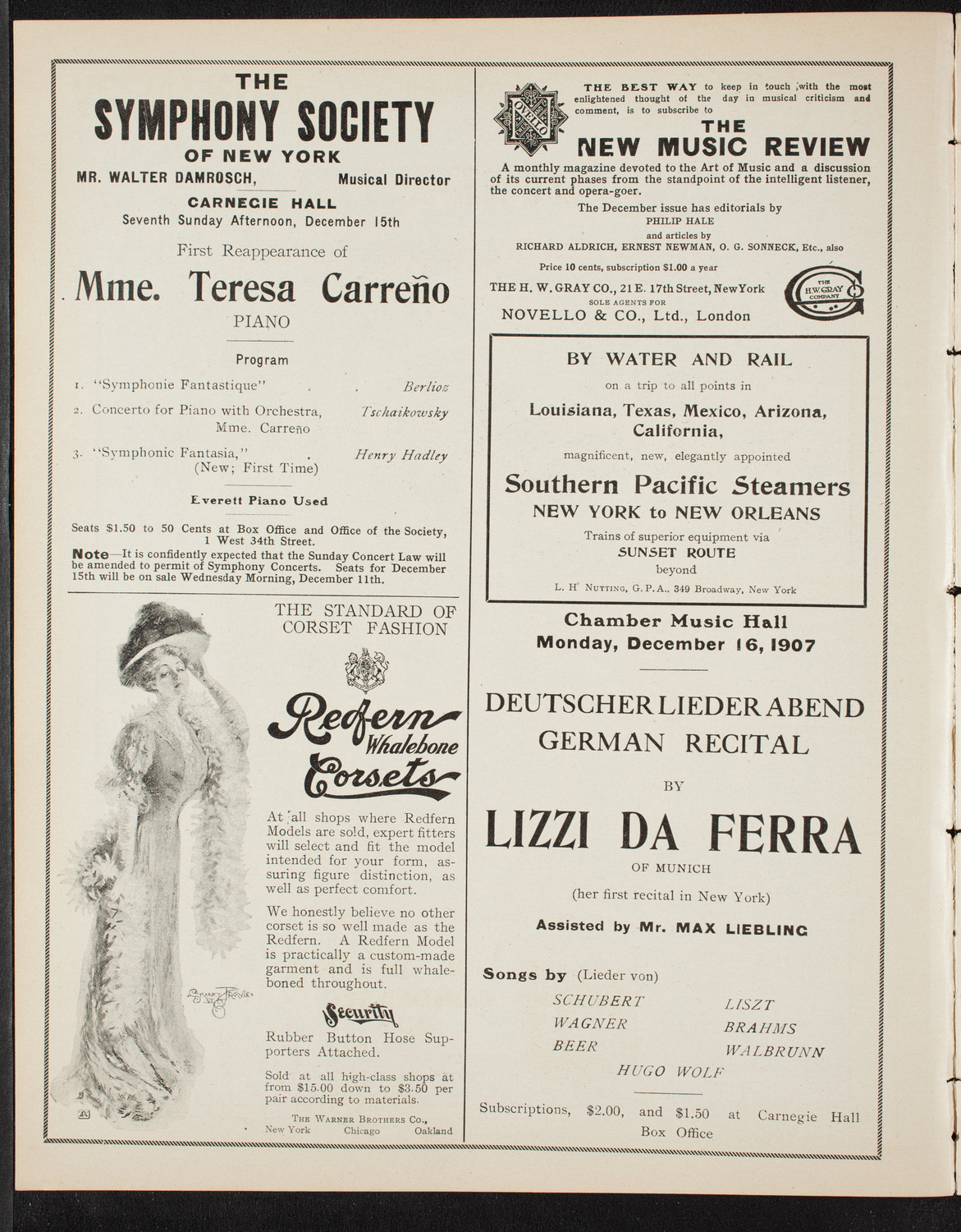 Russian Symphony Society of New York, December 12, 1907, program page 2