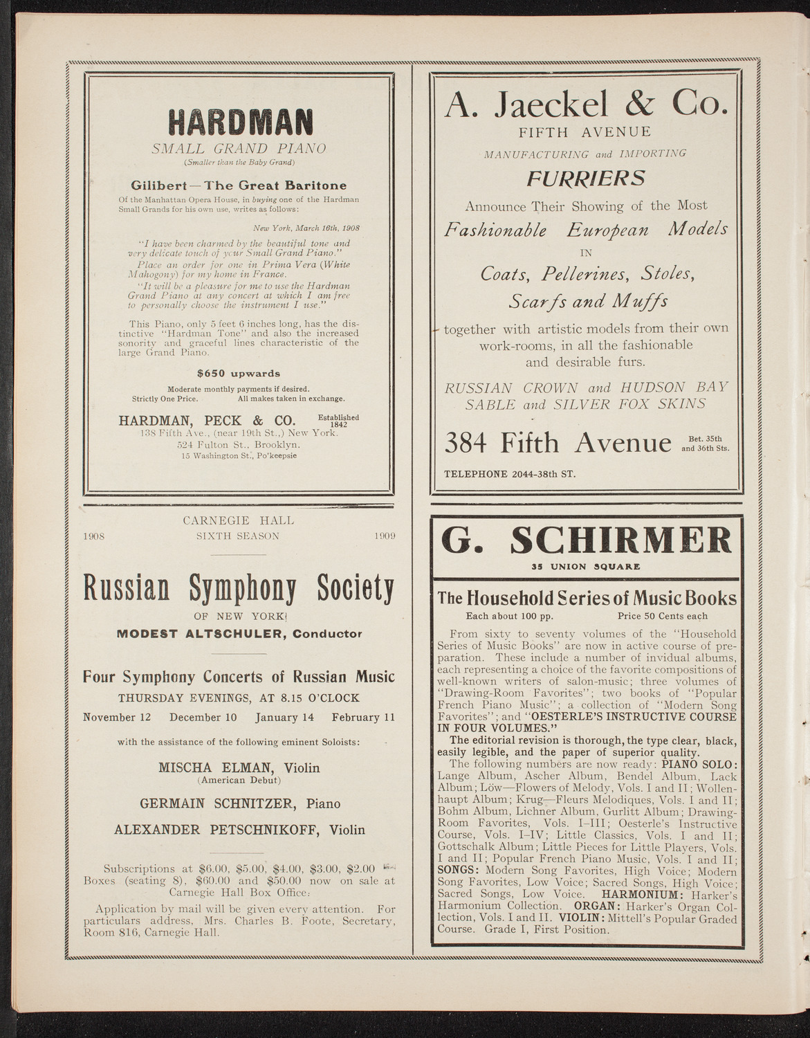 Philadelphia Orchestra, October 19, 1908, program page 8