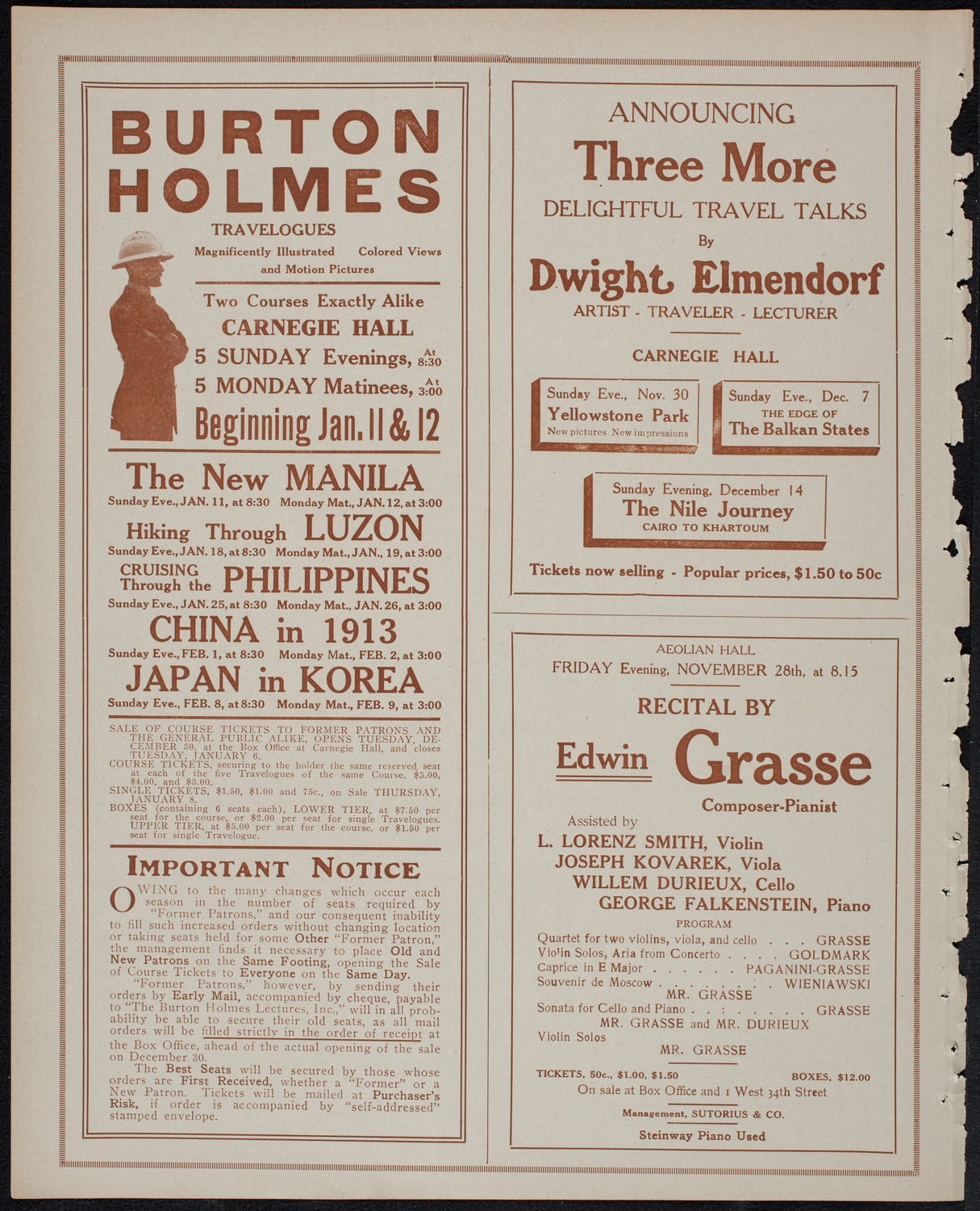 Elmendorf Lecture: Java, November 23, 1913, program page 10