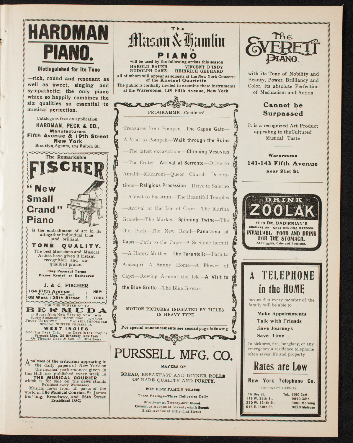 Elmendorf Lecture: Southern Italy, March 26, 1906, program page 7