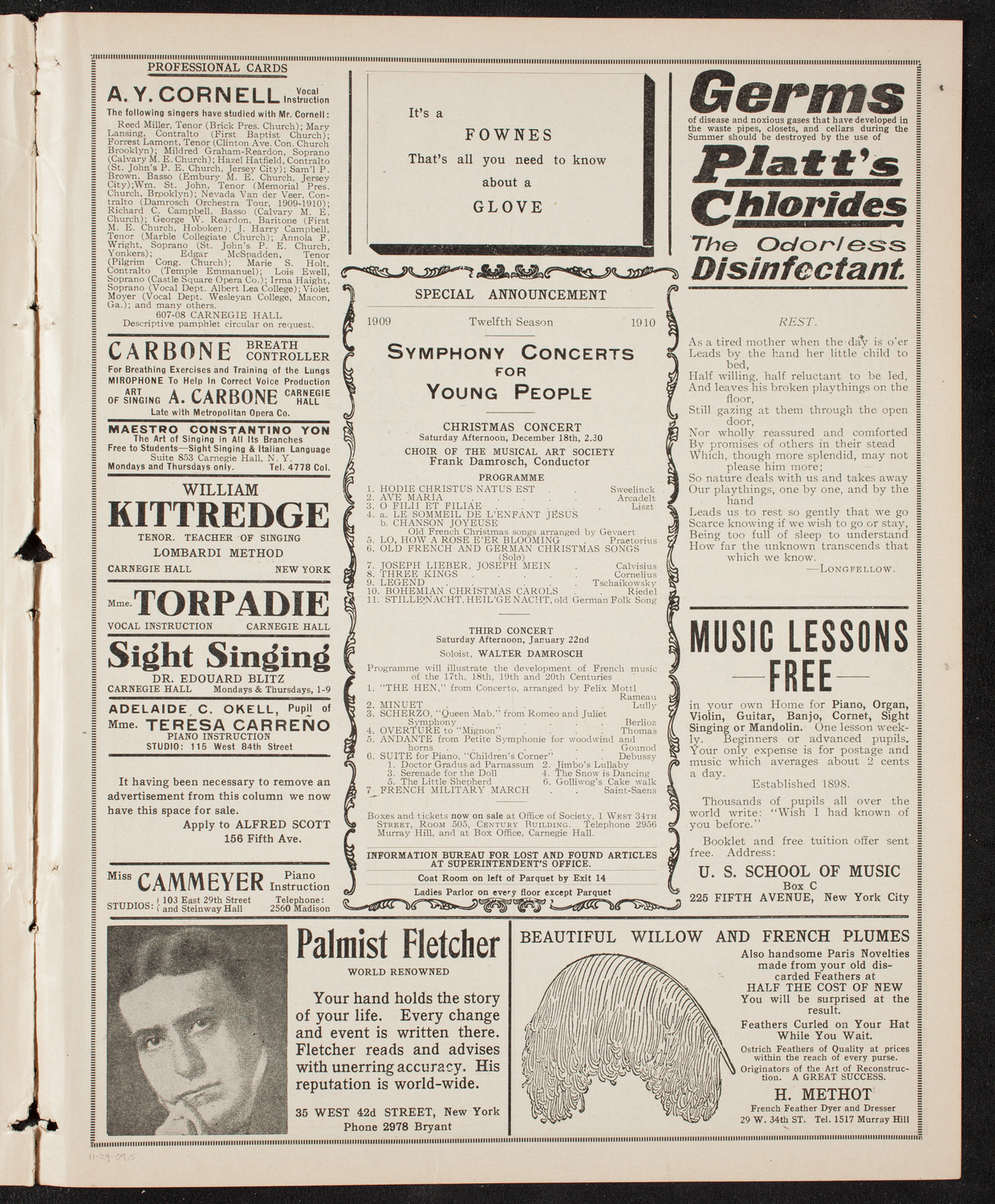 Elmendorf Lecture: At the Gates of the East, November 29, 1909, program page 9