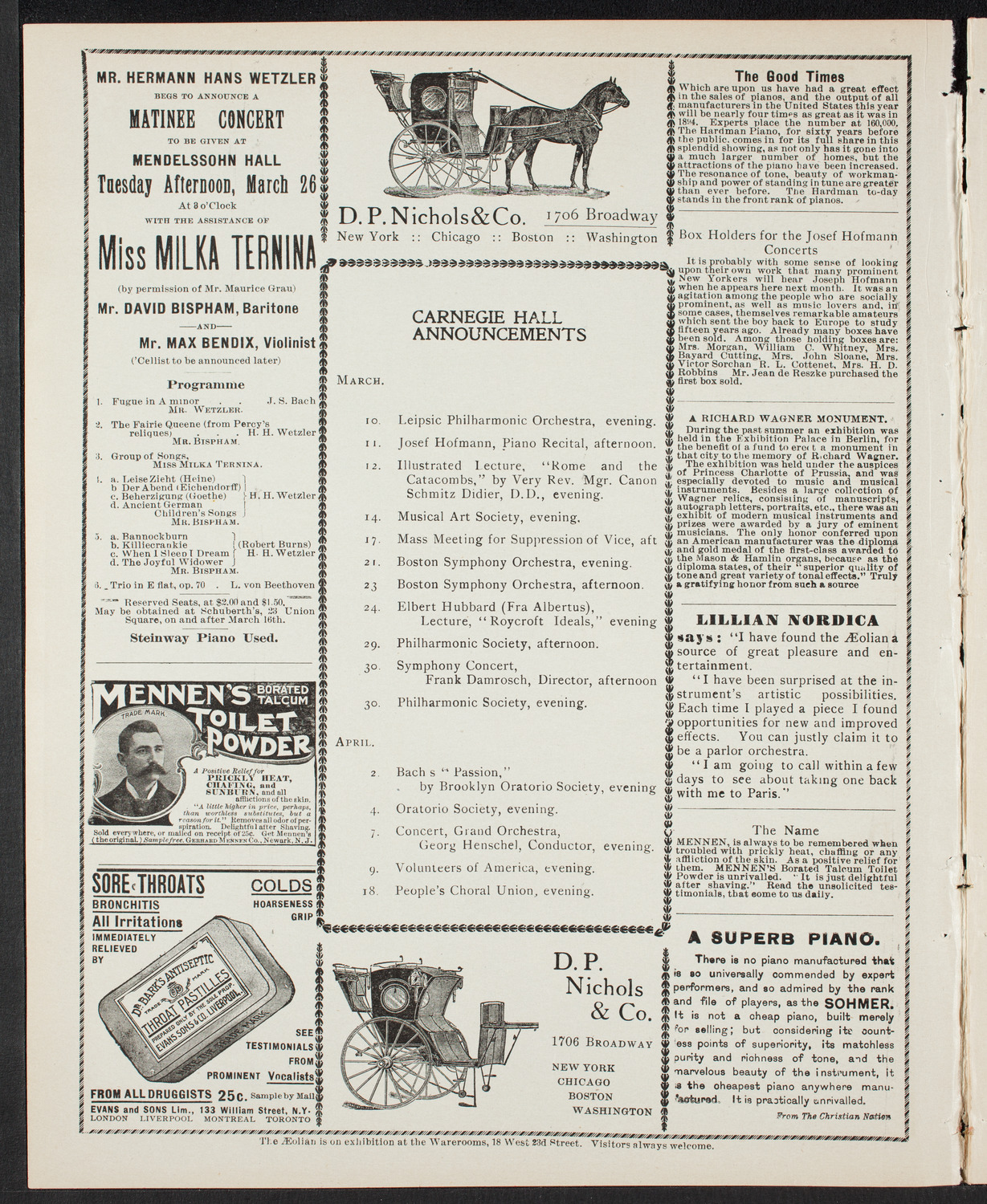 New York Philharmonic, March 9, 1901, program page 2
