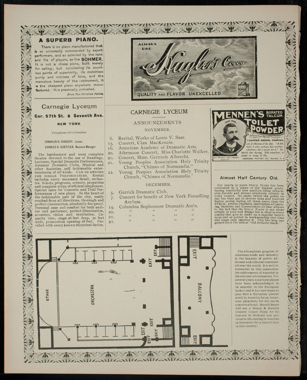 Academy Stock Company of the American Academy of Dramatic Arts and Empire Theatre Dramatic School, November 1, 1901, program page 4