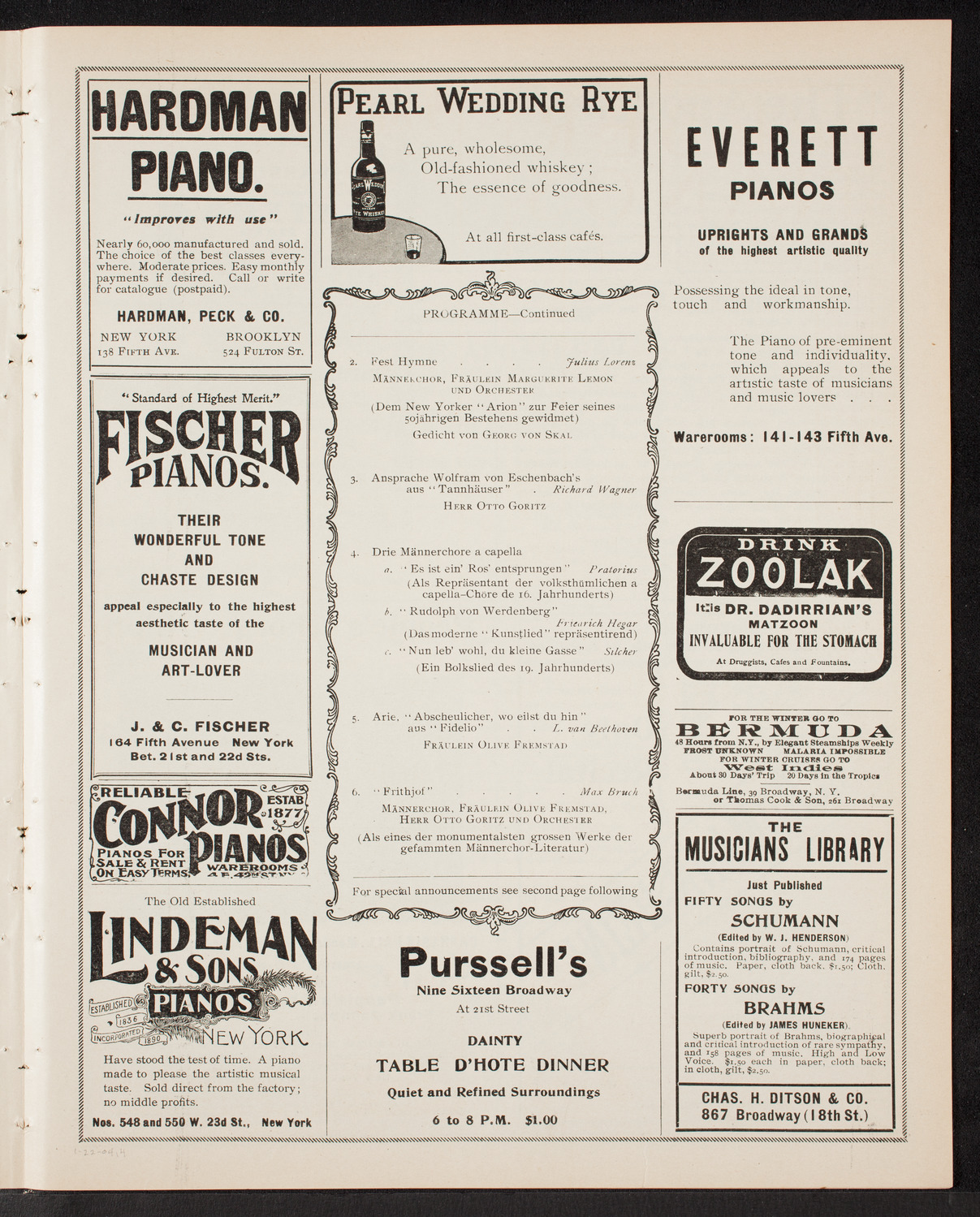 Arion Society, January 22, 1904, program page 7