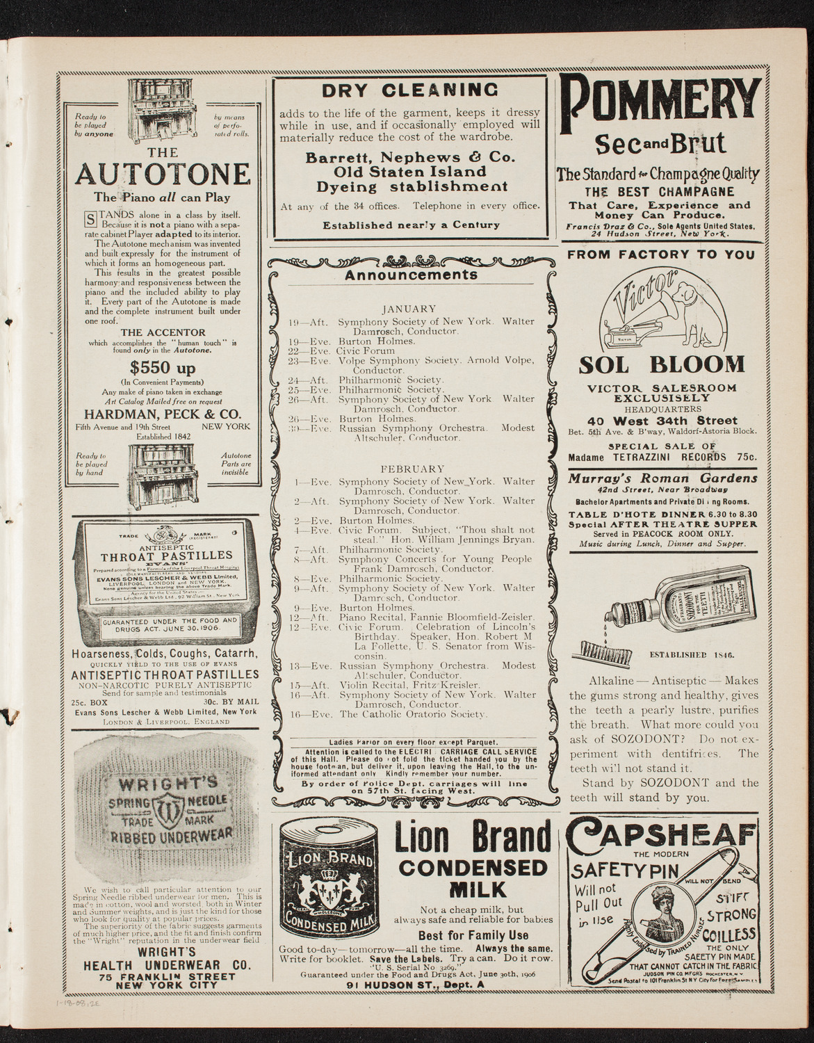 New York Symphony Orchestra, January 18, 1908, program page 3