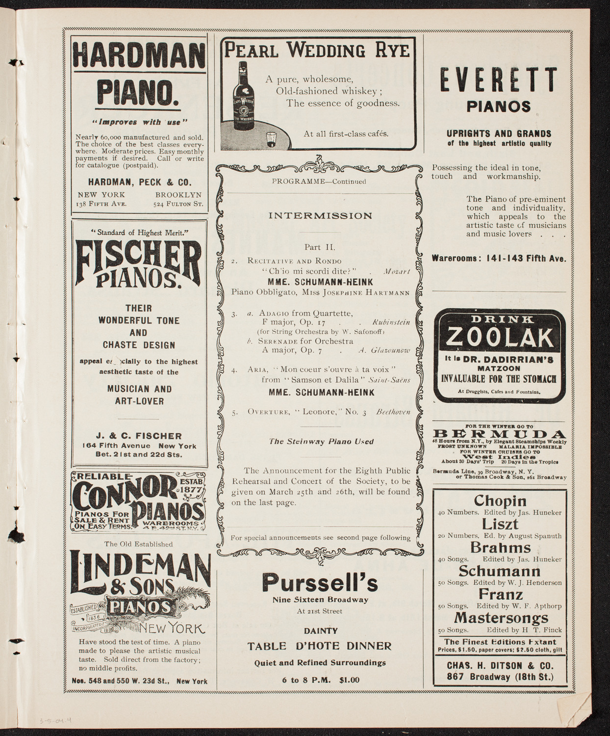 New York Philharmonic, March 5, 1904, program page 7