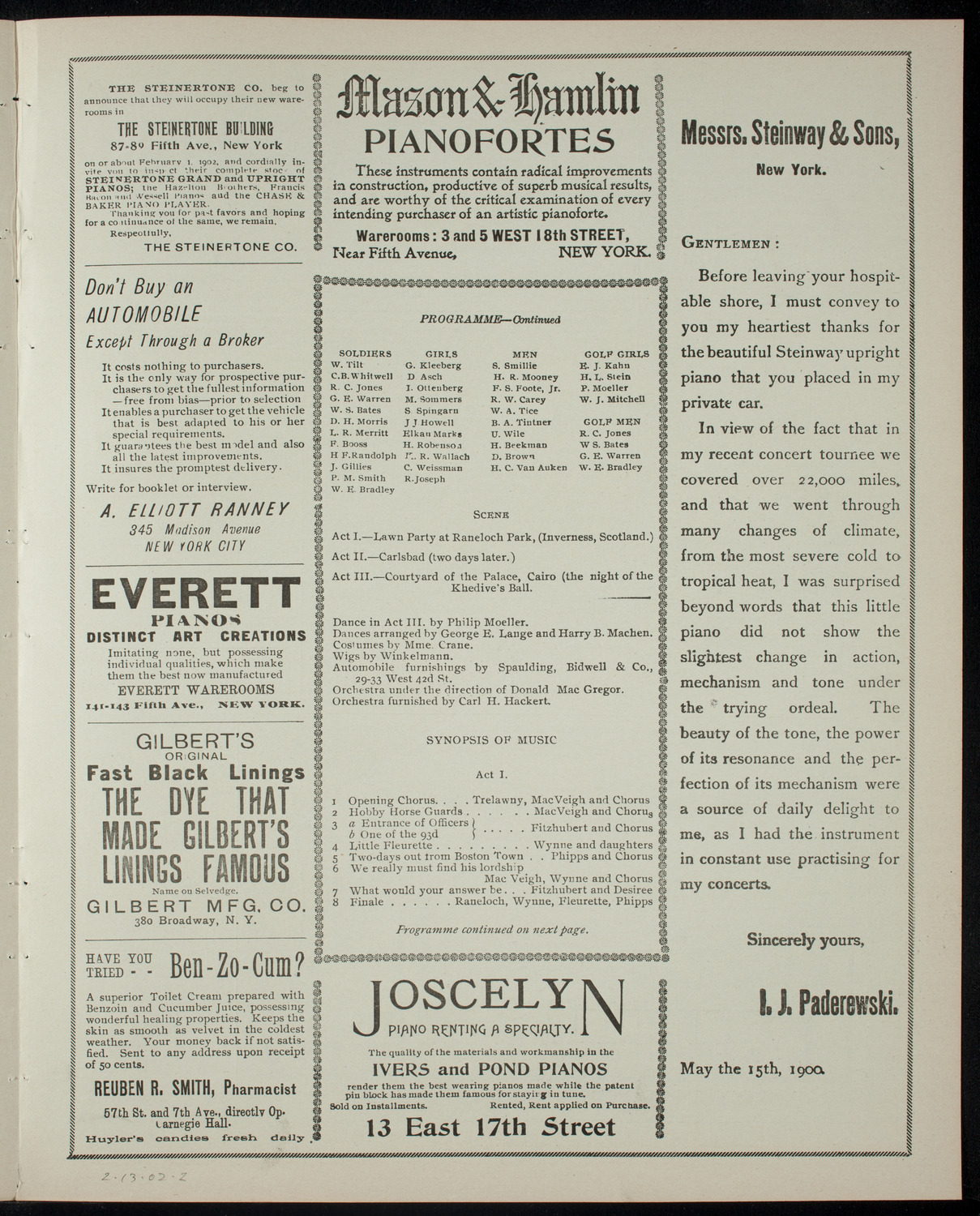 Columbia University Varsity Show, February 13, 1902, program page 3