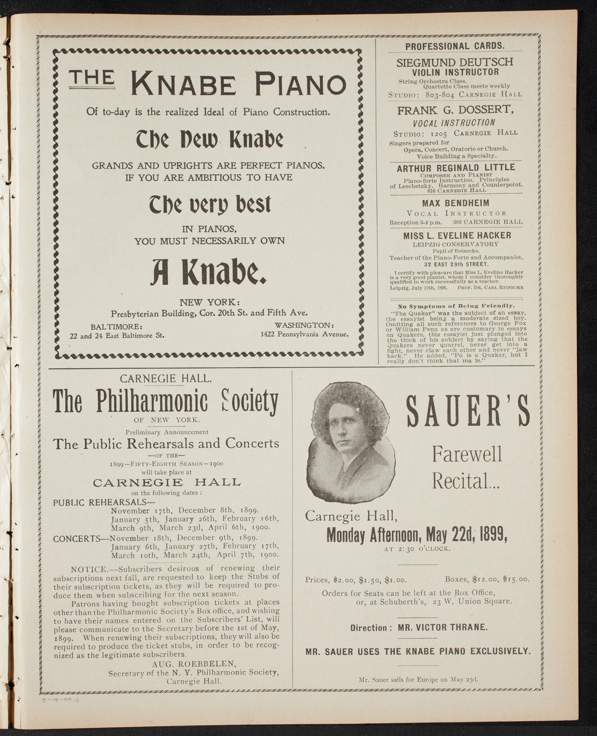 People's Singing Classes, May 18, 1899, program page 7