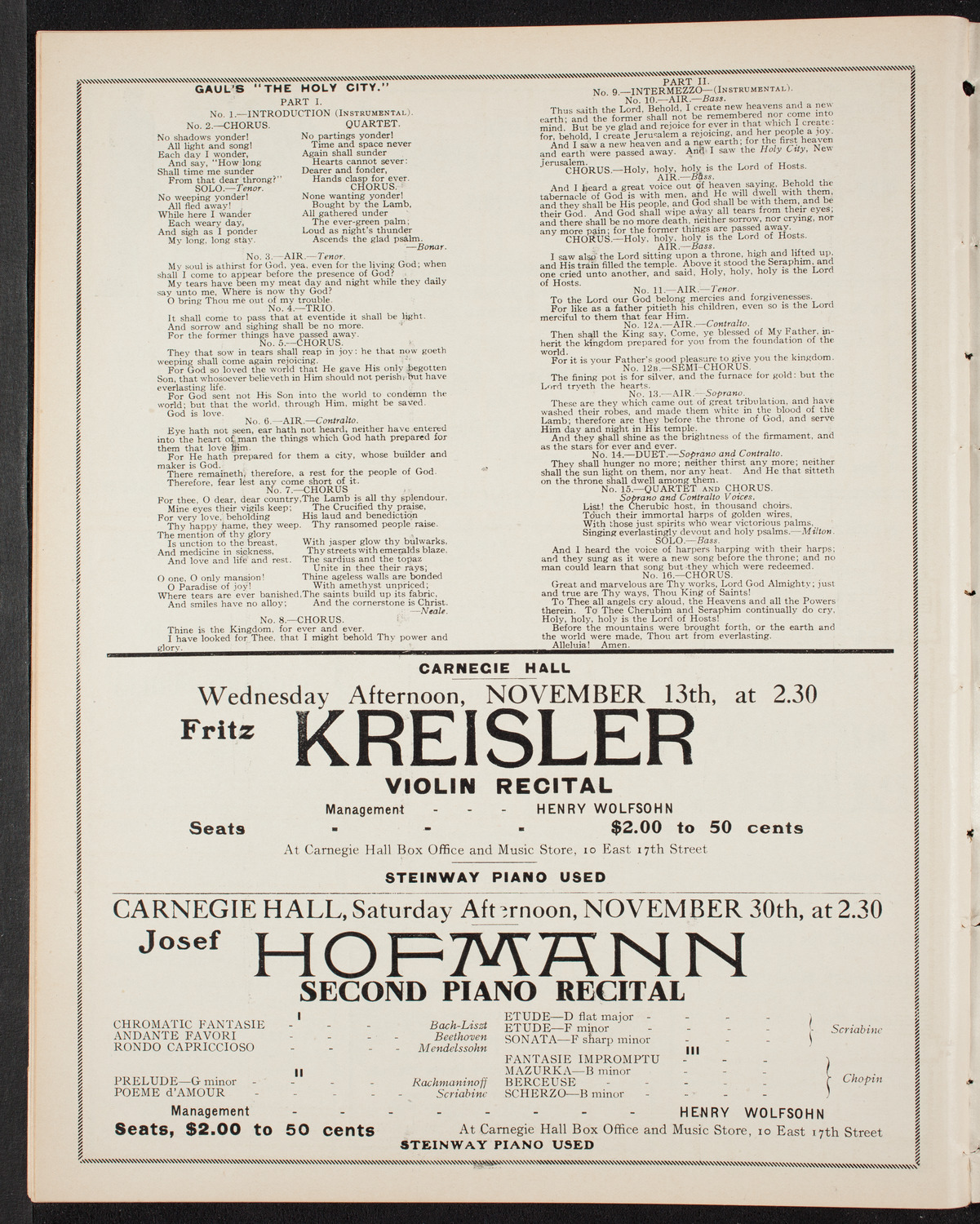 New York Festival Chorus and Orchestra, October 27, 1907, program page 10