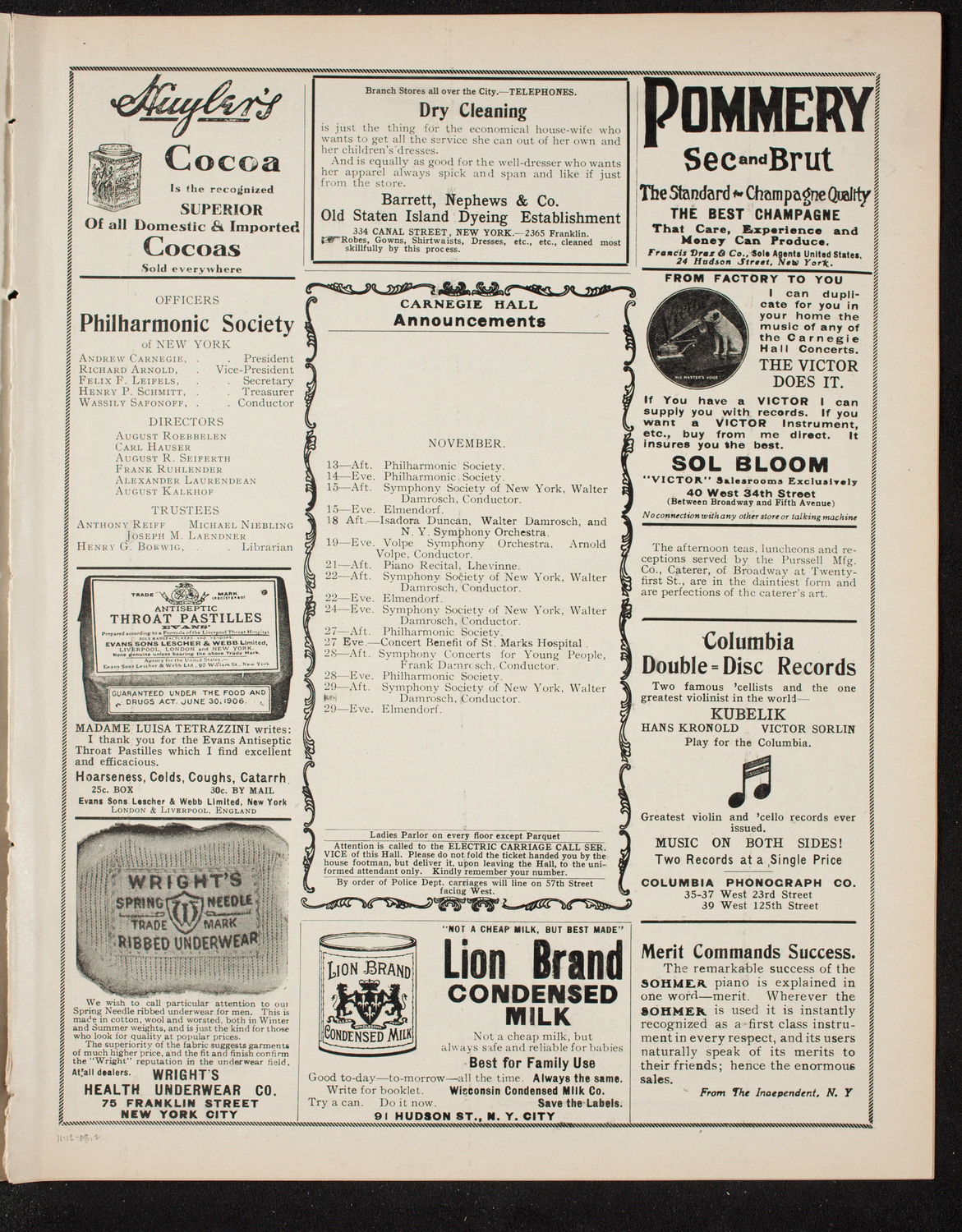 Russian Symphony Society of New York, November 12, 1908, program page 3