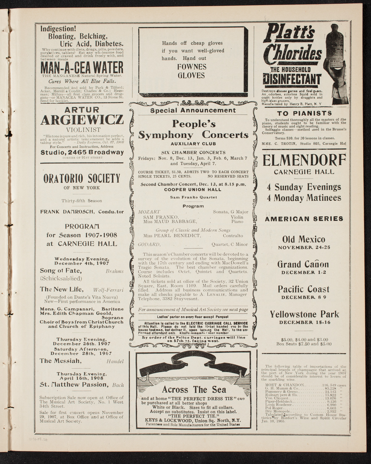 New York Symphony Orchestra, November 24, 1907, program page 9