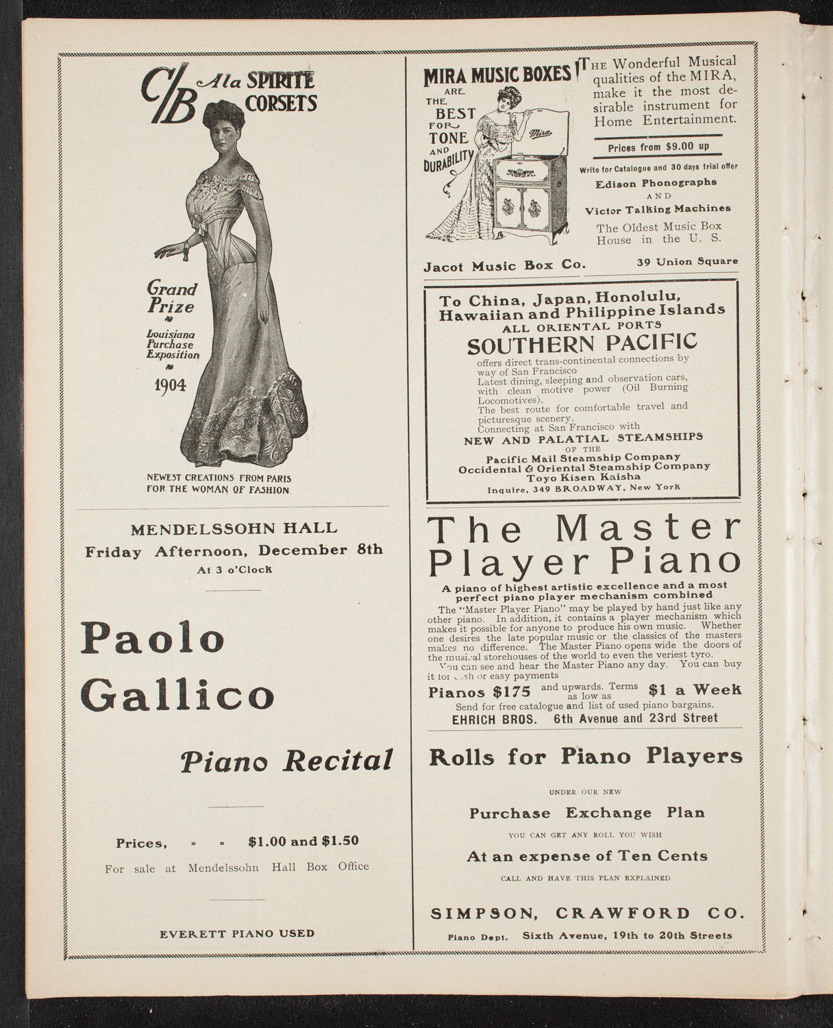 Benefit: German Hospital and Dispensary, December 3, 1905, program page 8