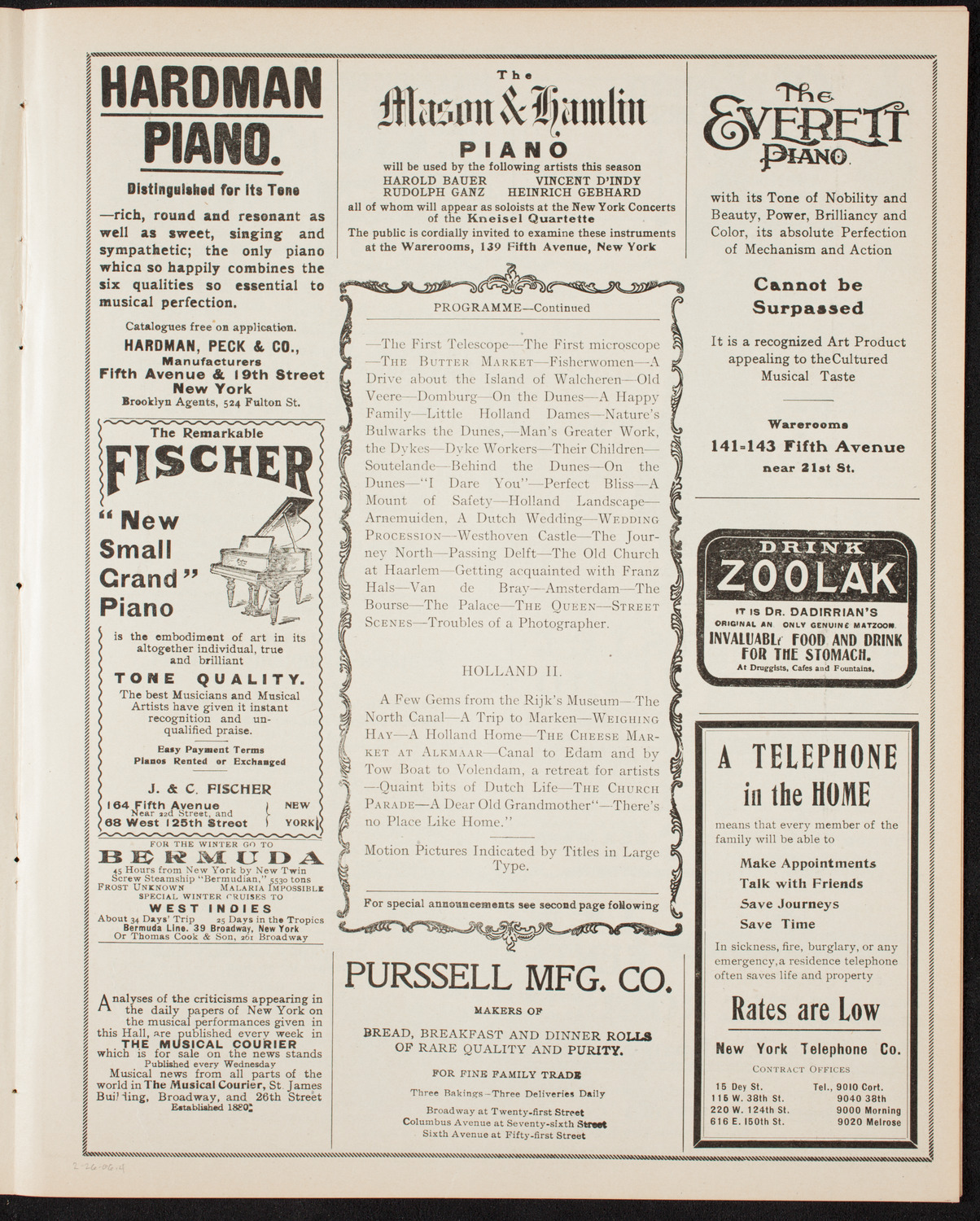 Elmendorf Lecture: Quaint Holland, February 26, 1906, program page 7