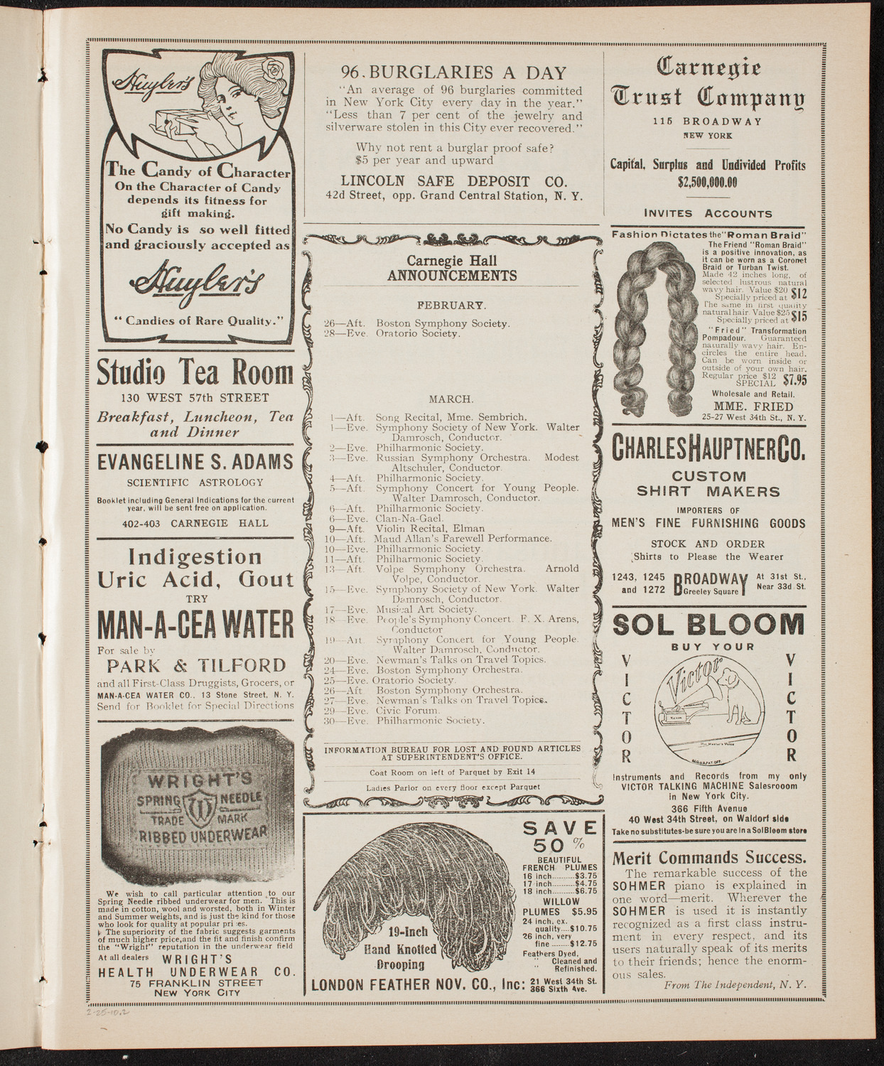 People's Symphony Concert, February 25, 1910, program page 3