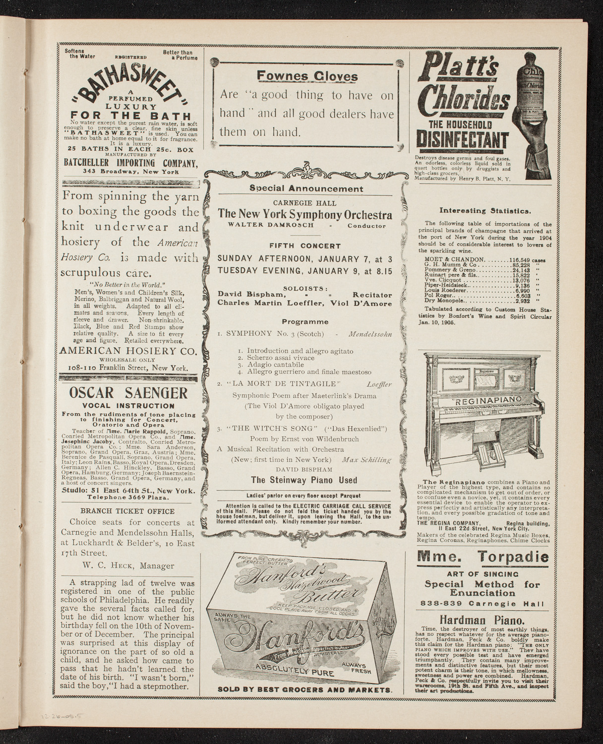Johanna Gadski, Soprano, December 26, 1905, program page 9