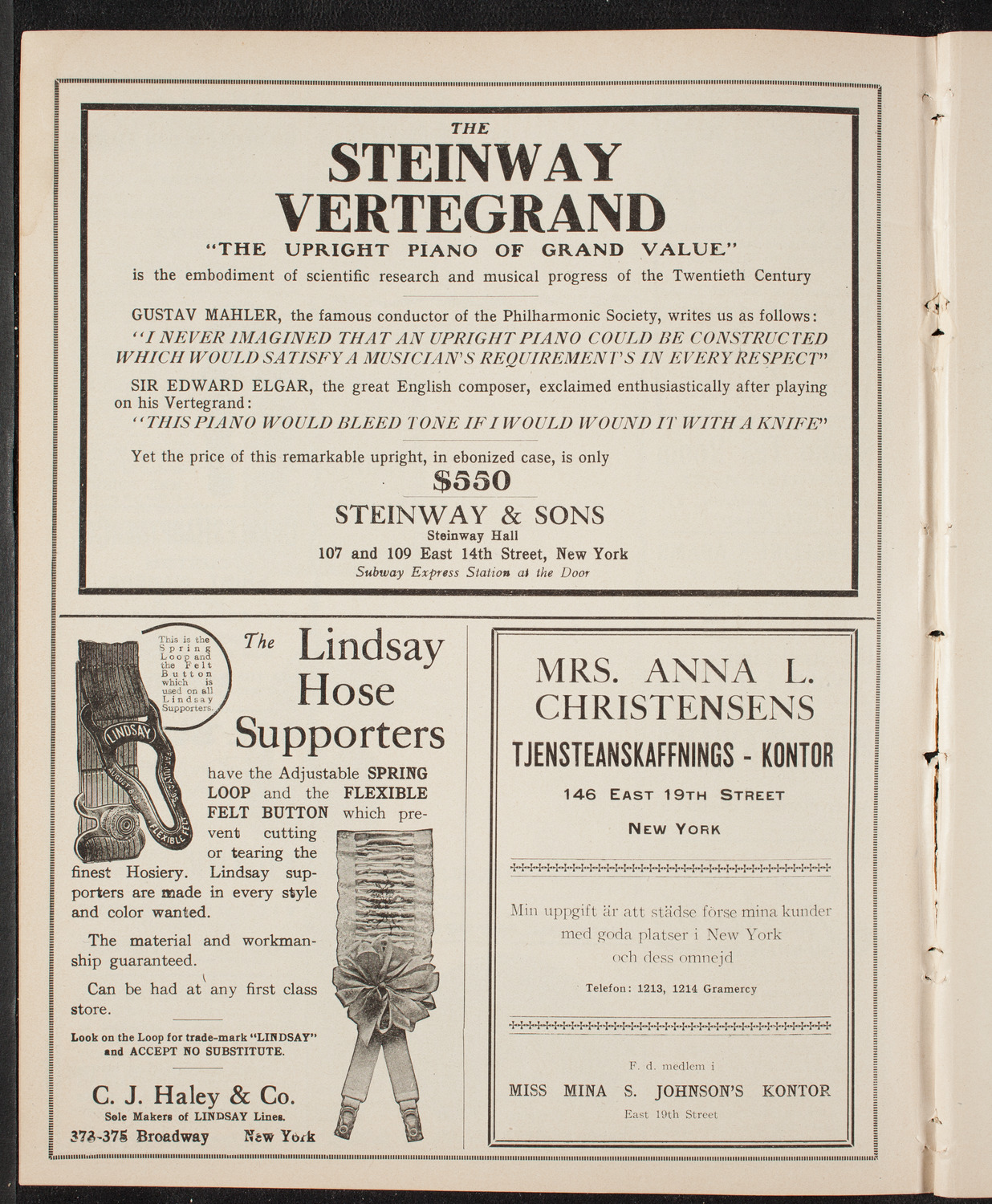 Grand Festival Concert of the American Union of Swedish Singers, May 29, 1910, program page 4