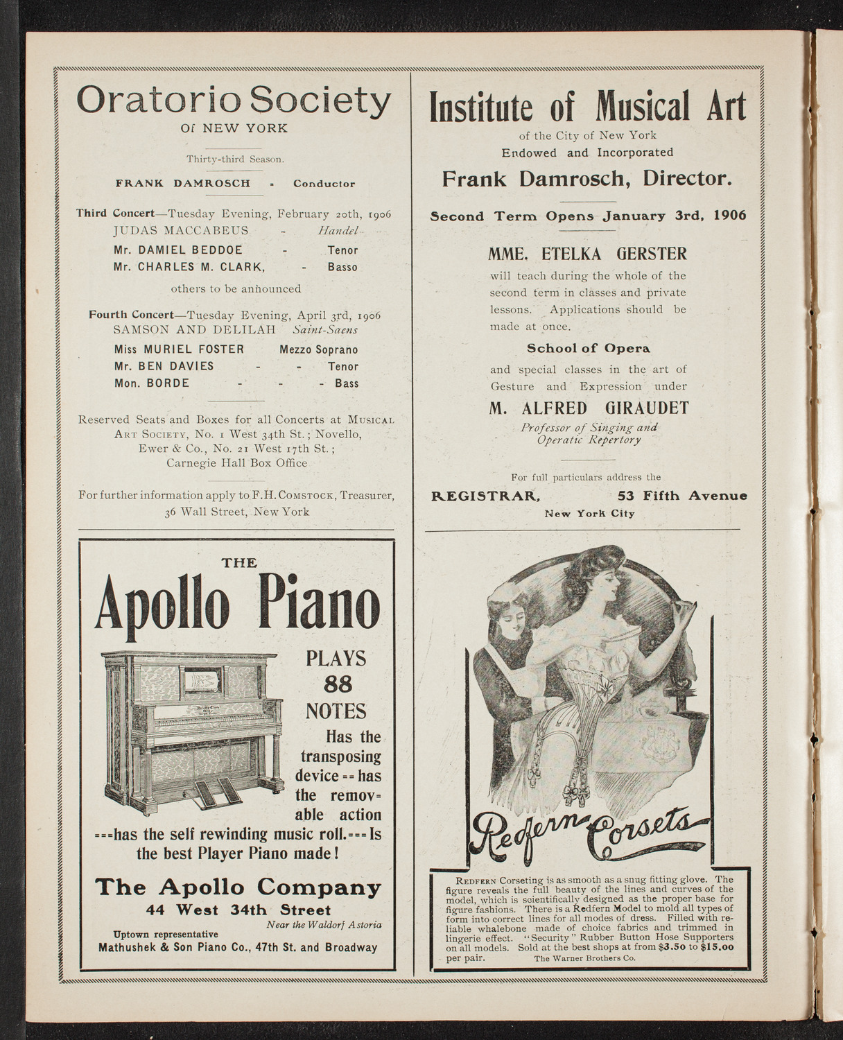 Russian Symphony Society of New York, December 31, 1905, program page 2