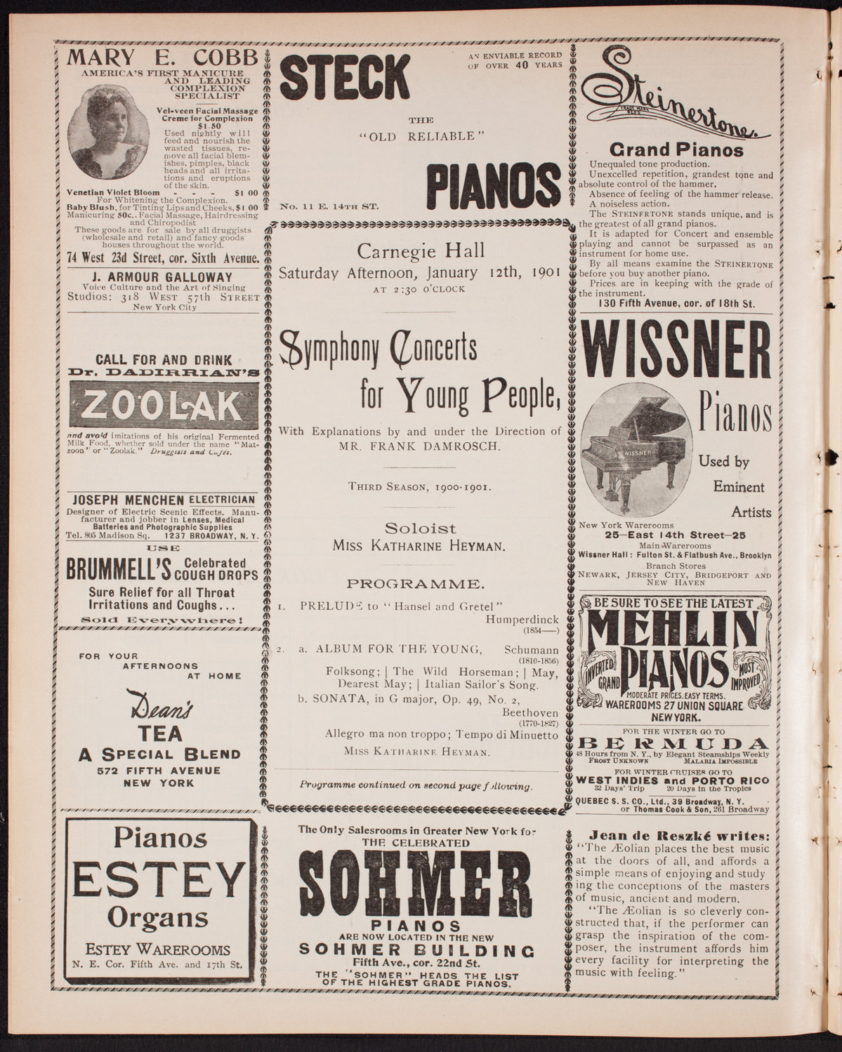 Symphony Concert for Young People, January 12, 1901, program page 4