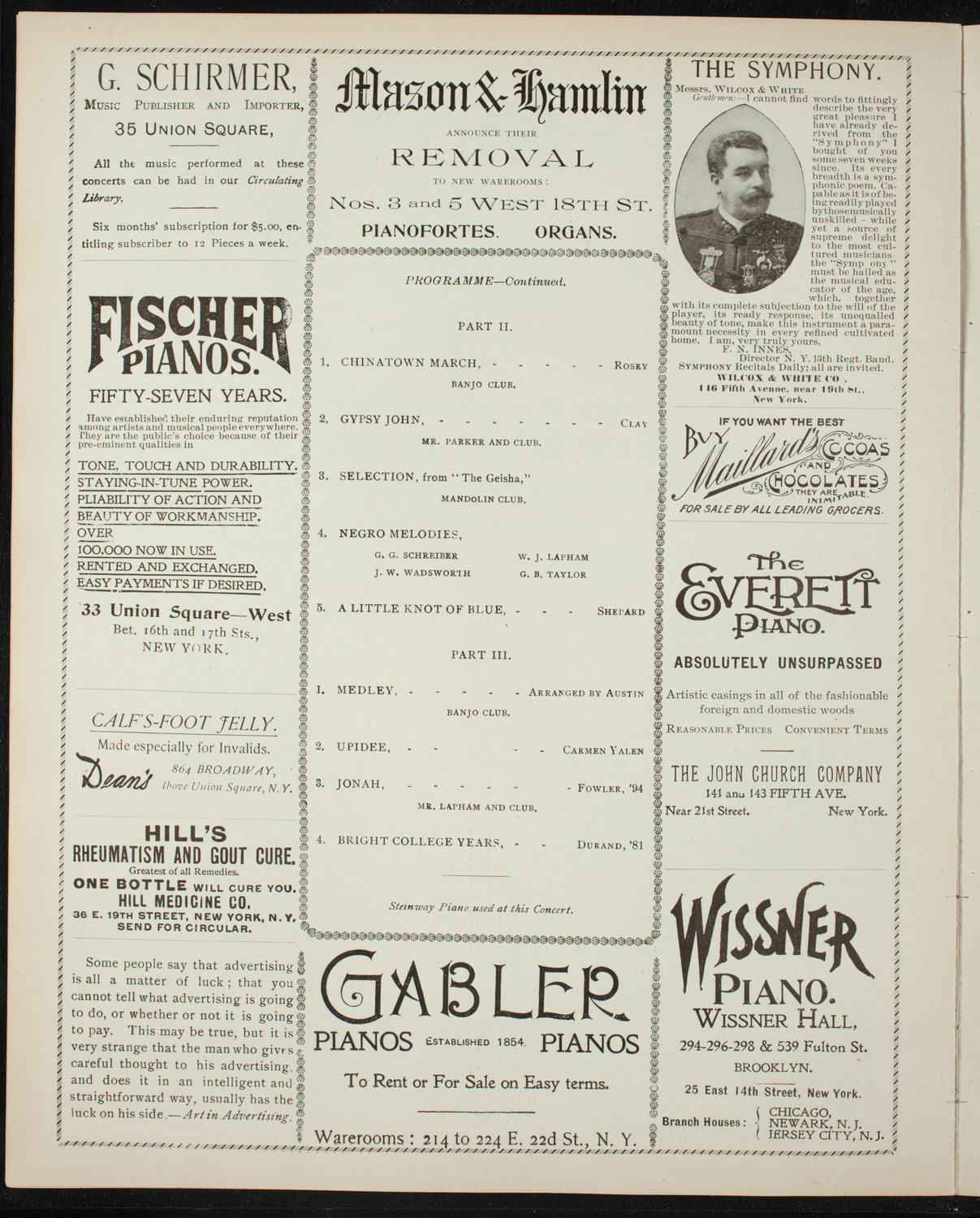 Yale Glee and Banjo Clubs, April 30, 1897, program page 6
