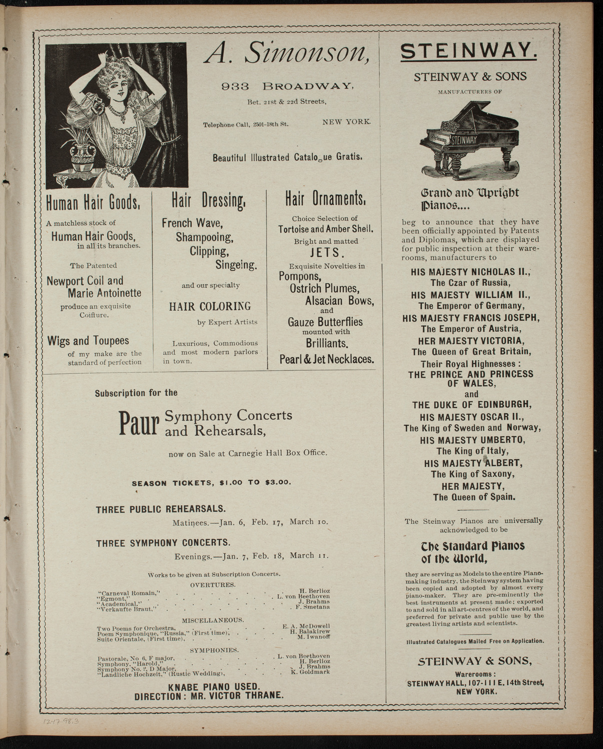 Amateur Comedy Club, December 17, 1898, program page 5