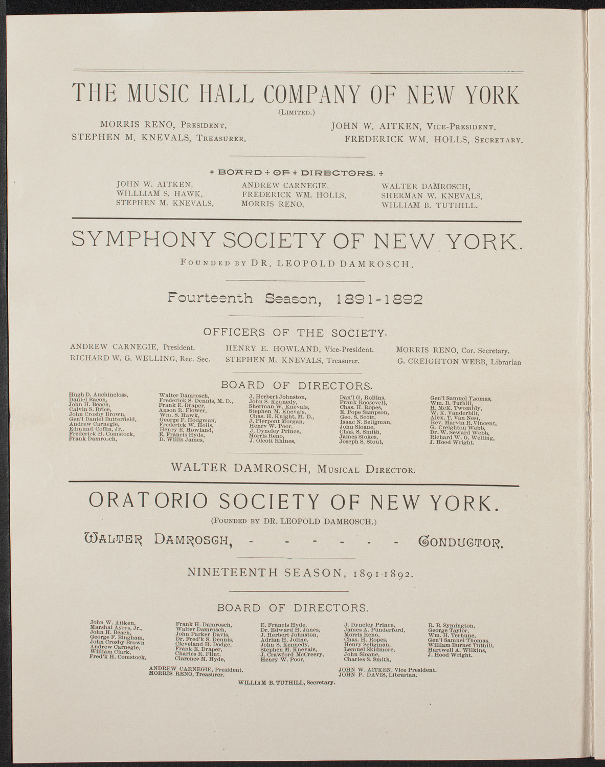 Rose Schottenfels, March 8, 1892, program page 2