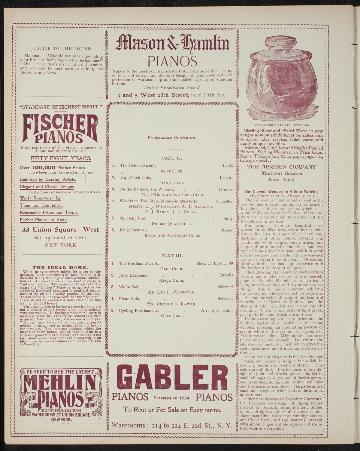 Fordham College Glee, Banjo, and Mandolin Clubs, February 12, 1898, program page 6