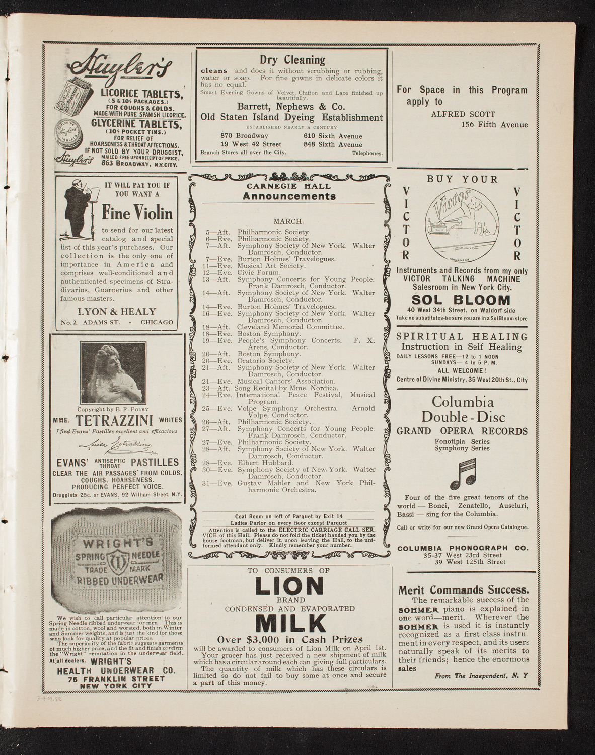 Ludwig Wüllner, Baritone, March 4, 1909, program page 3
