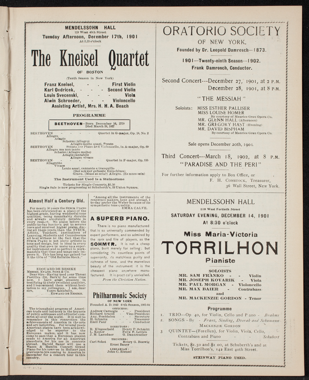 Jan Kubelik, Violin, with Jessie Shay, Piano, December 7, 1901, program page 5