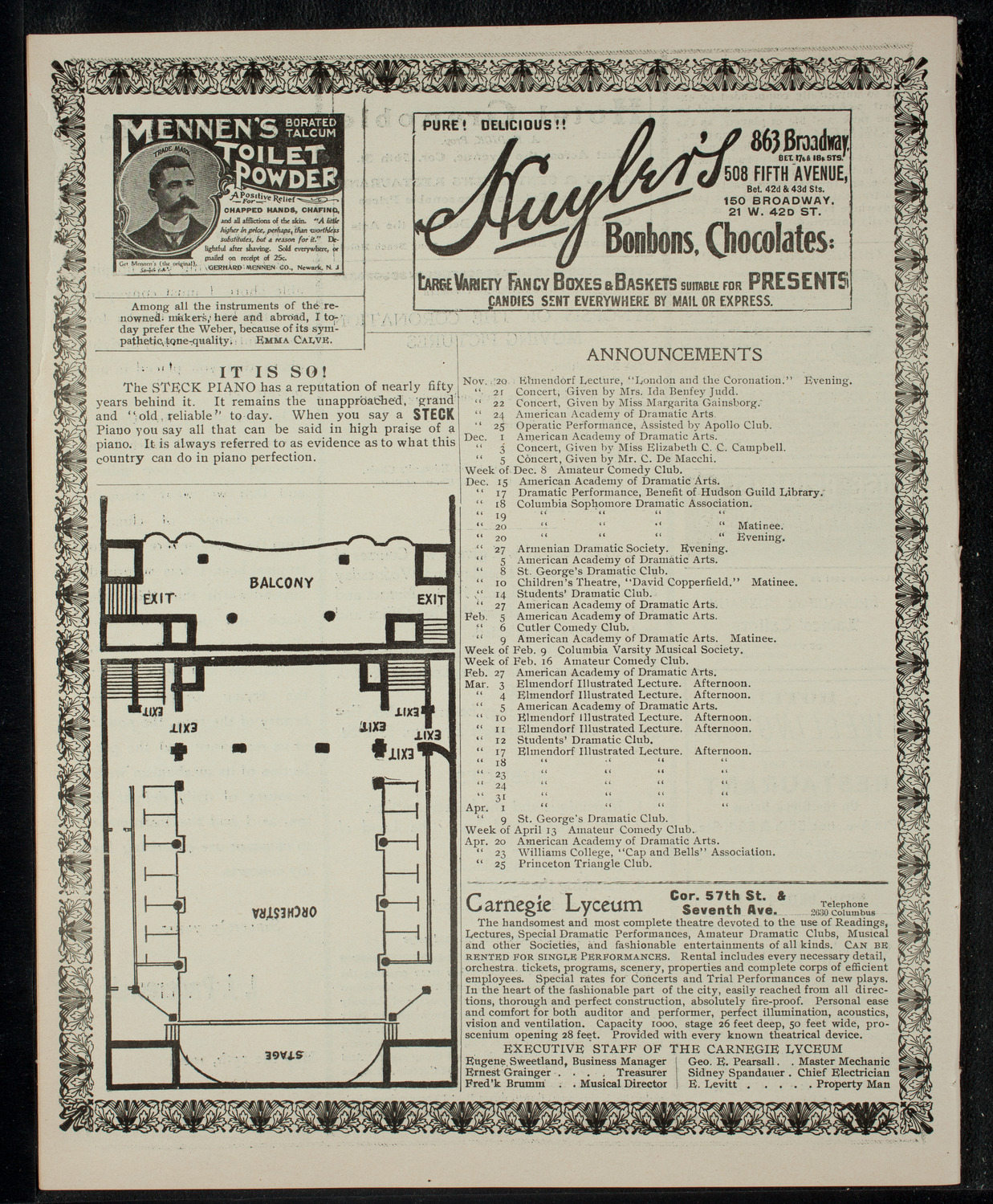 Elmendorf Lecture: London and the Coronation, November 20, 1902, program page 4