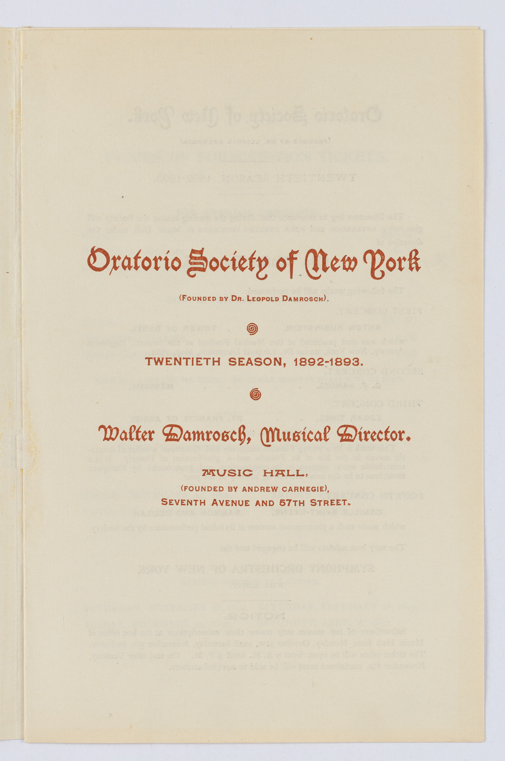 Oratorio Society of New York, 1892-1893