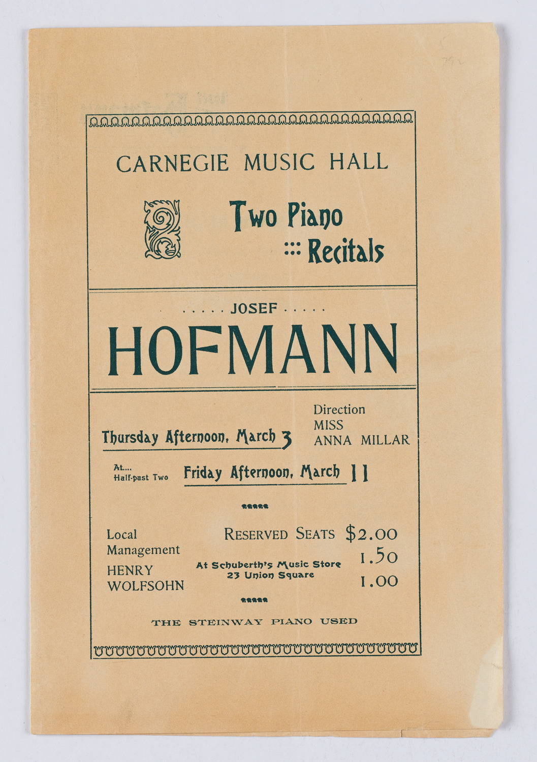 Josef Hofmann, March 1898
