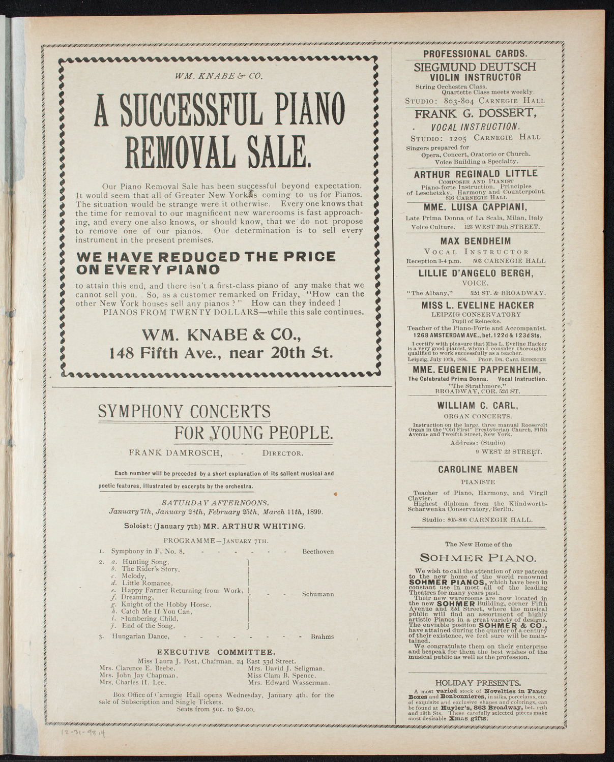 Oratorio Society of New York, December 31, 1898, program page 7